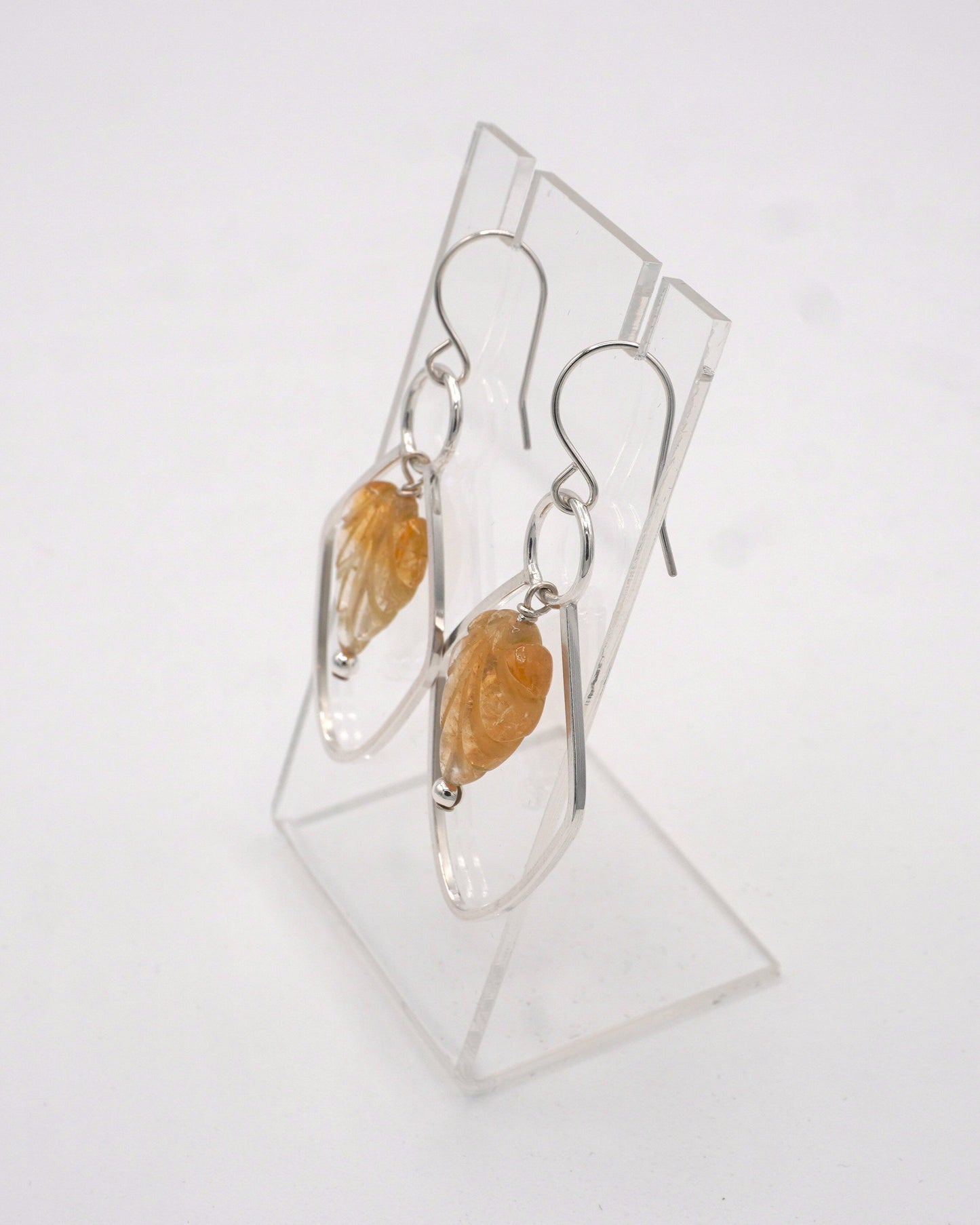 Framed Citrine Dangle Earrings