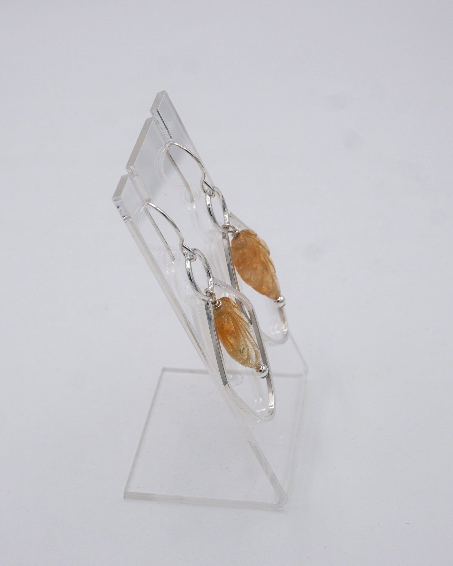 Framed Citrine Dangle Earrings