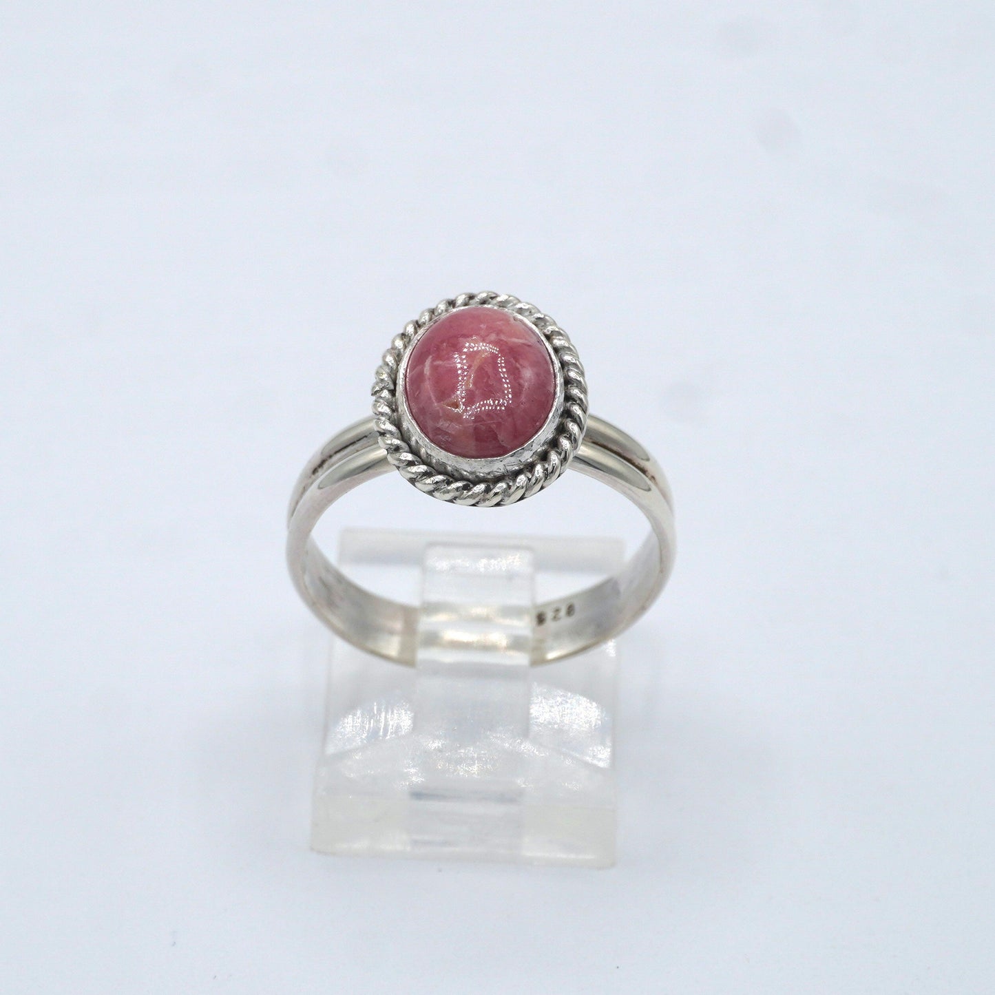 Rhodochrosite Twist-trimmed Ring