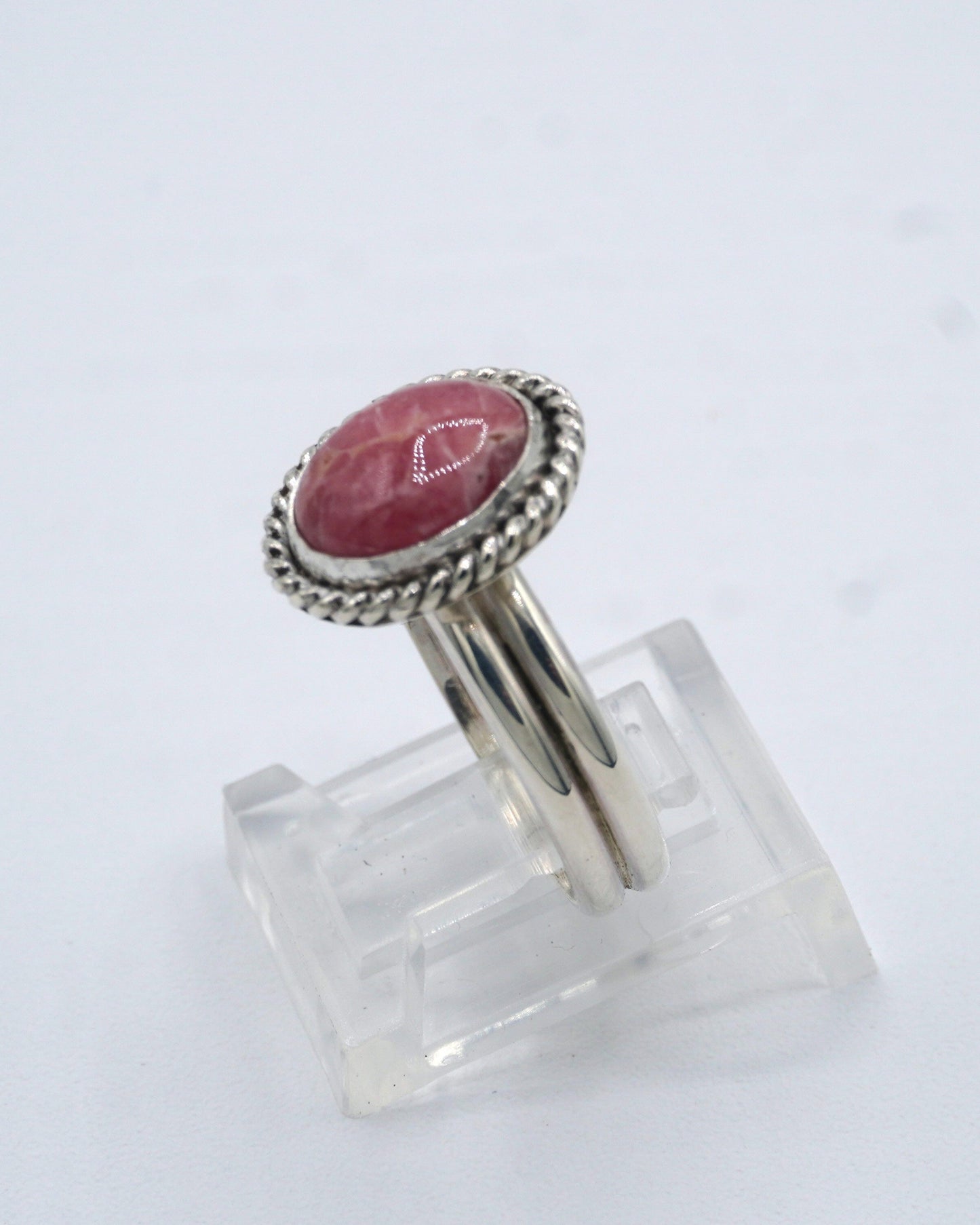 Rhodochrosite Twist-trimmed Ring