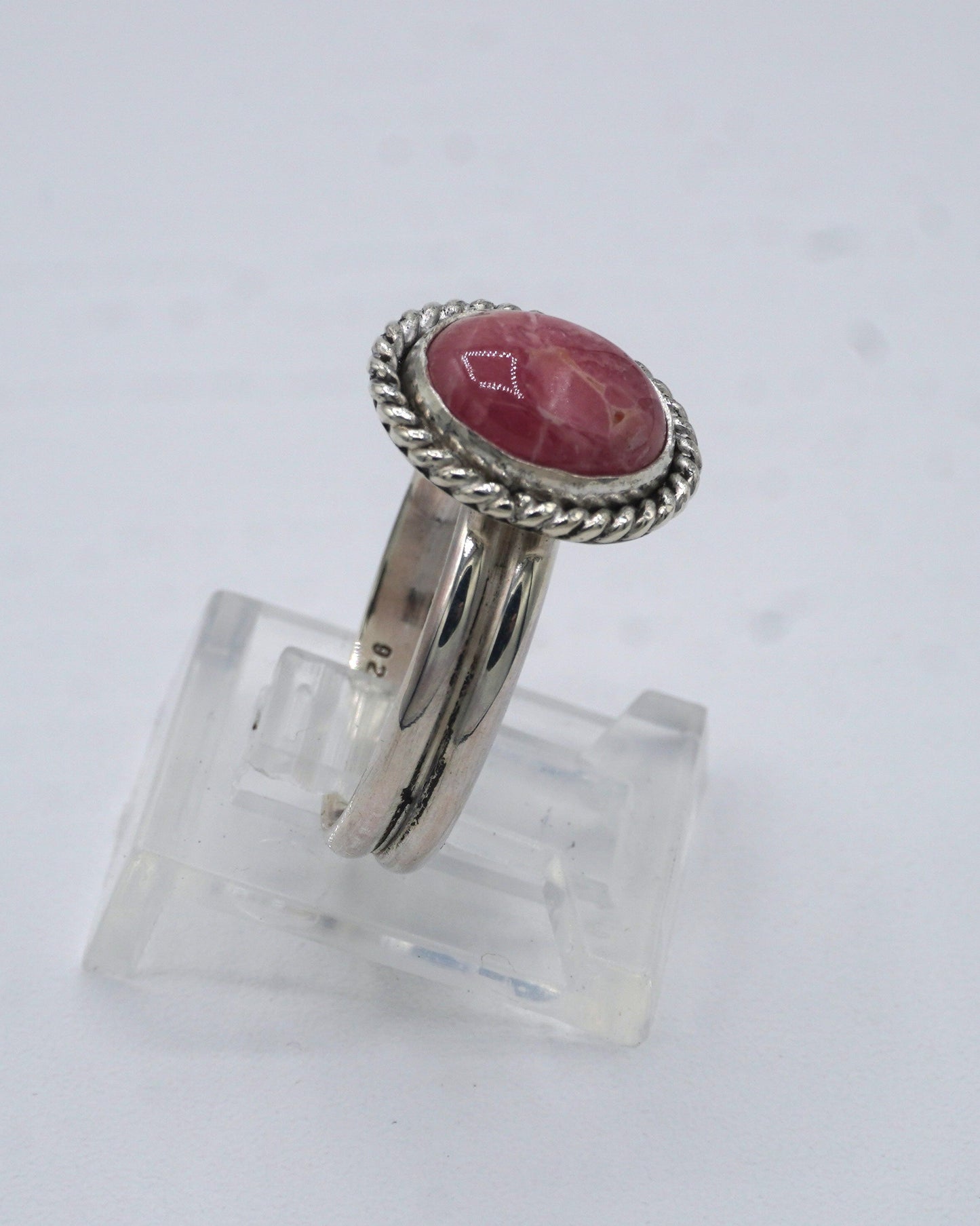 Rhodochrosite Twist-trimmed Ring