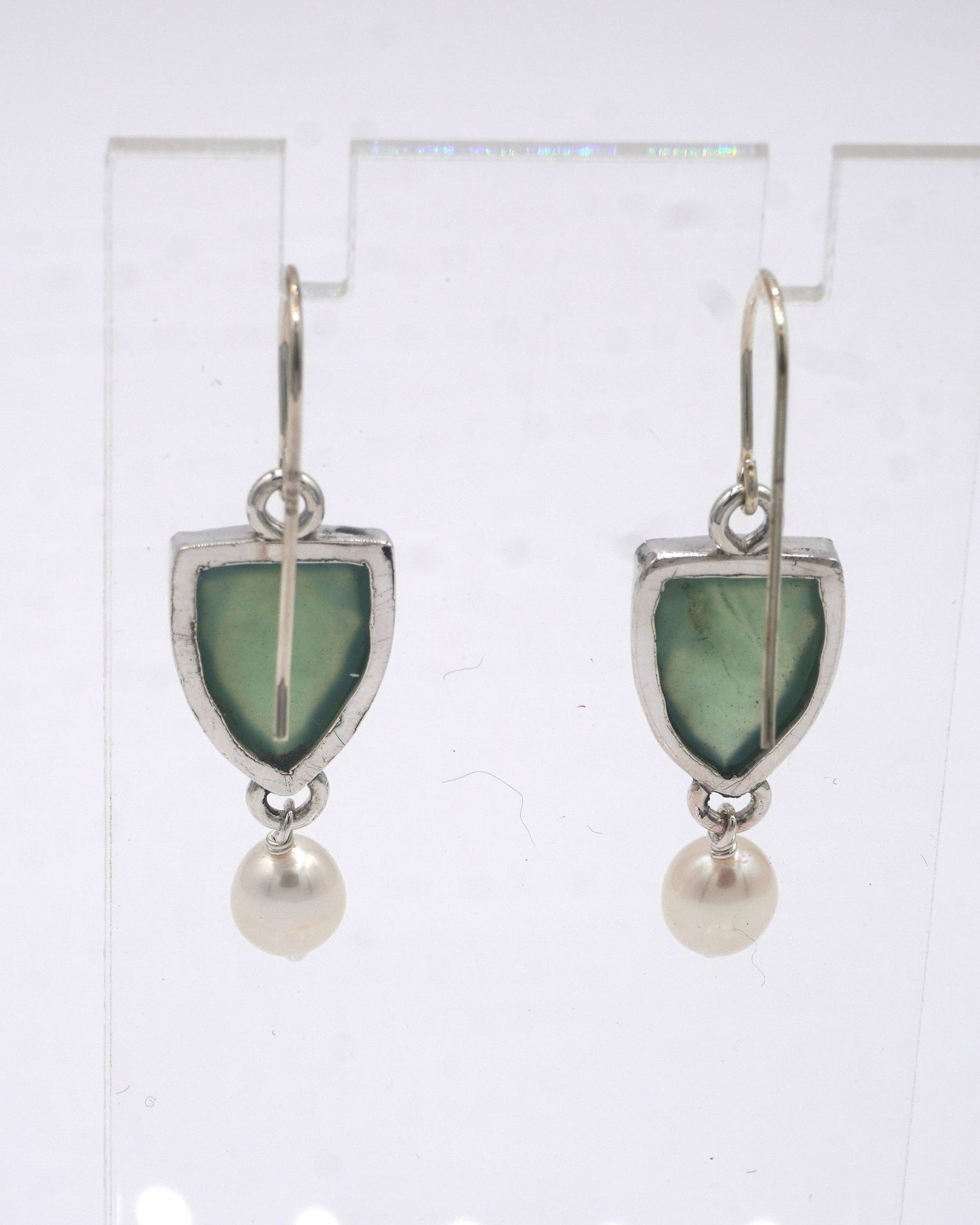 Serpentine and Pearl Earrings