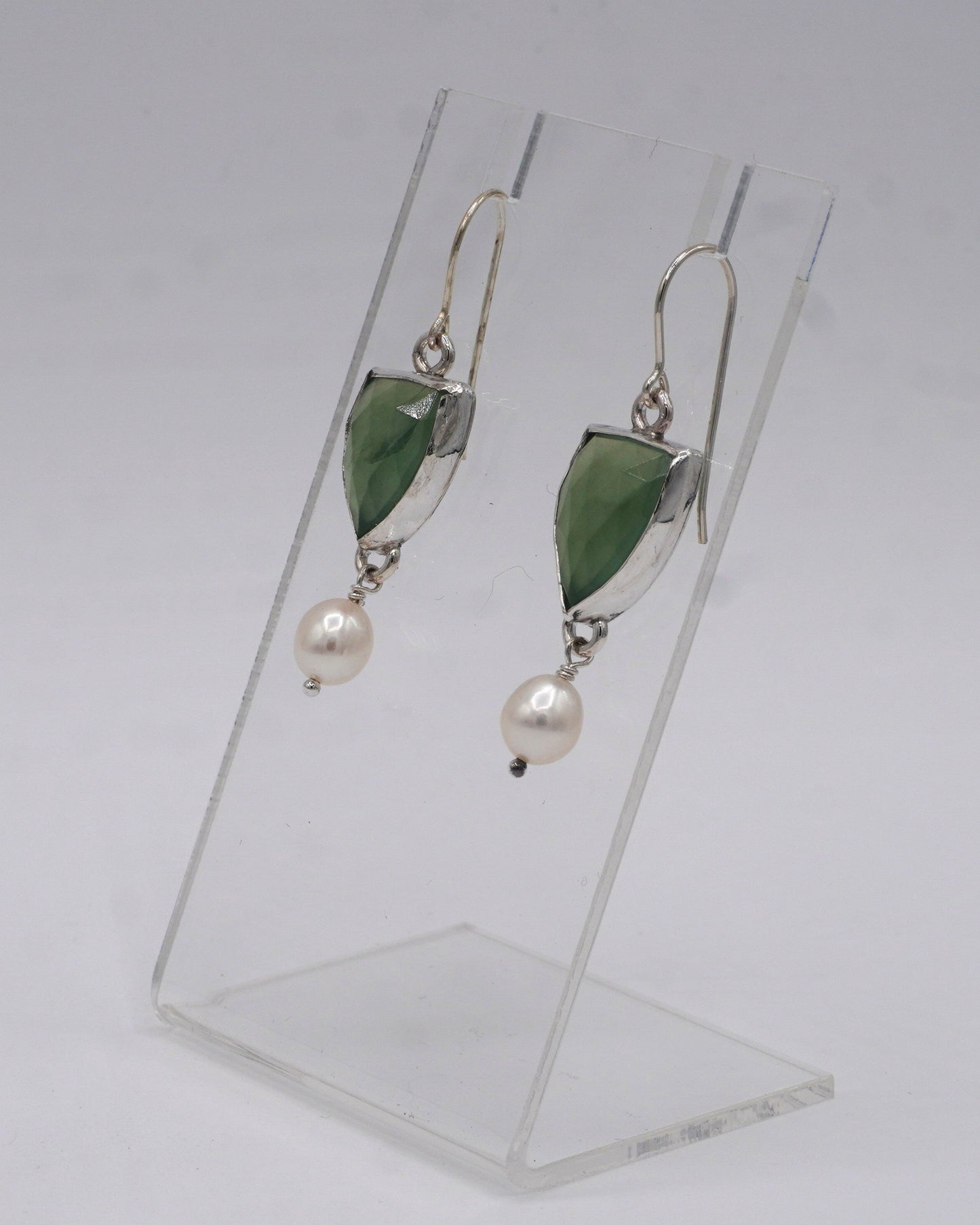 Serpentine and Pearl Earrings