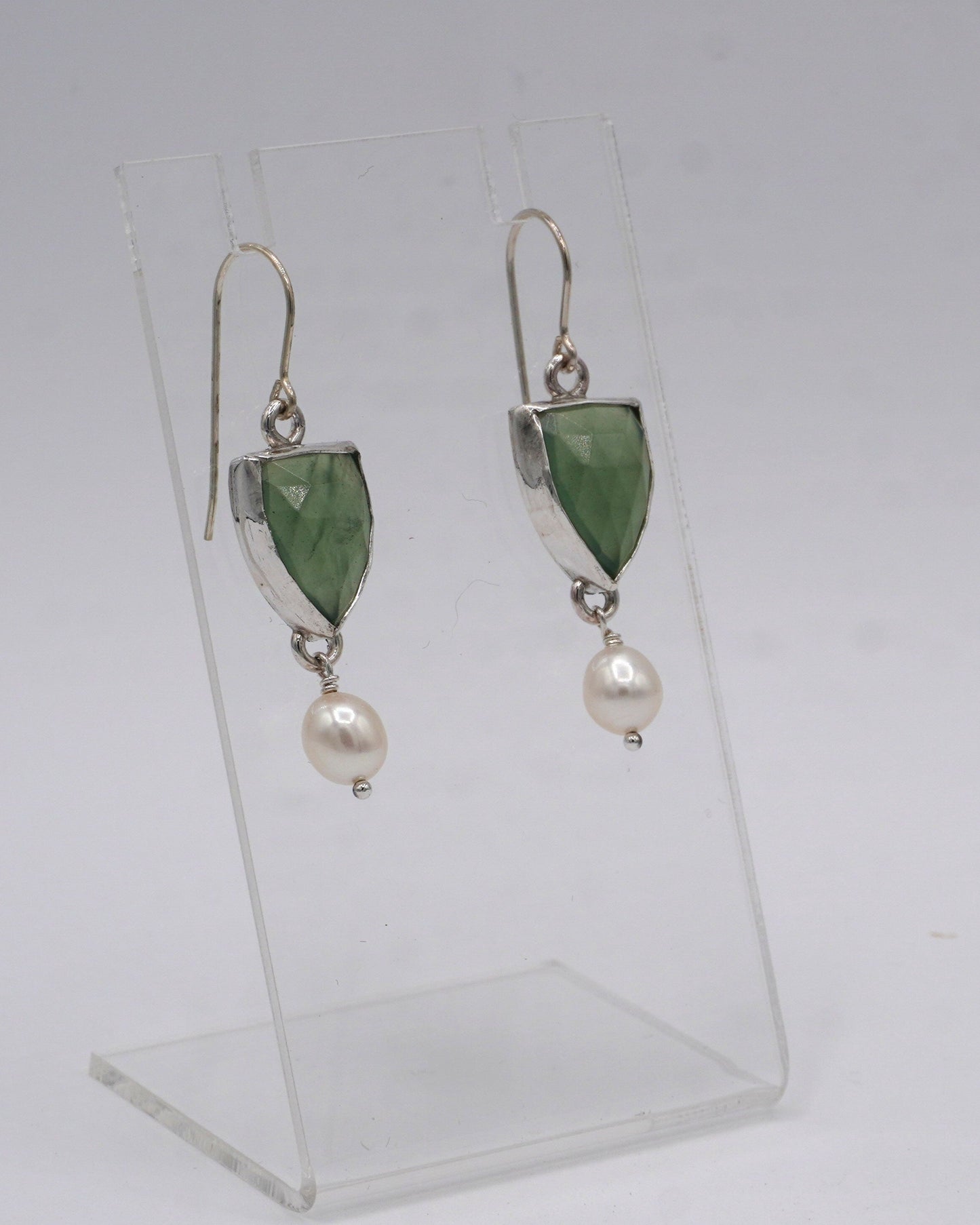 Serpentine and Pearl Earrings