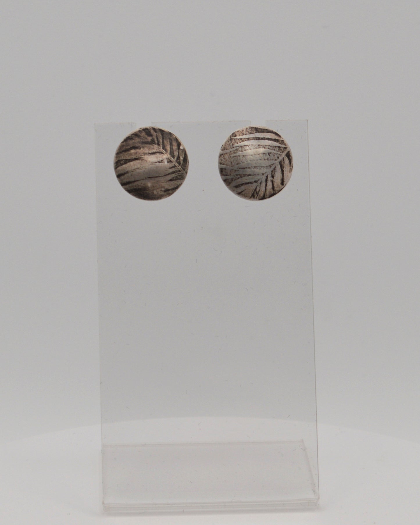 Fern Textured Oxidized Post Earrings