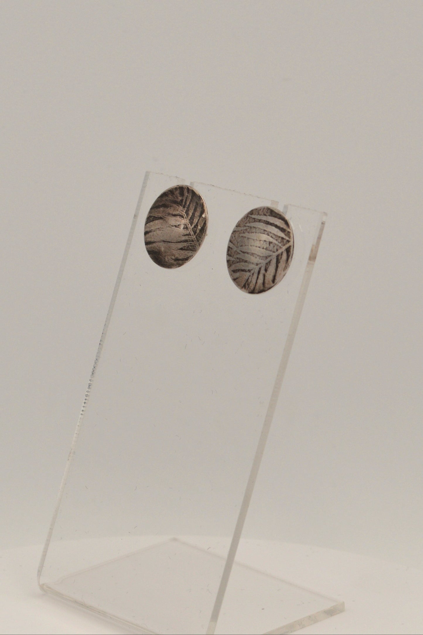 Fern Textured Oxidized Post Earrings