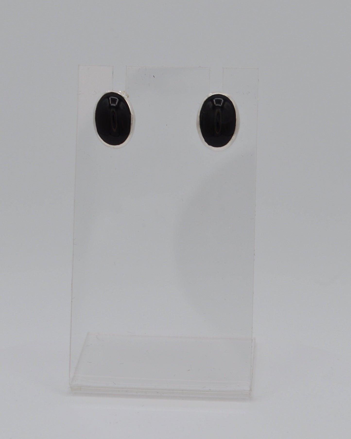 Black Onyx Oval Post Earrings