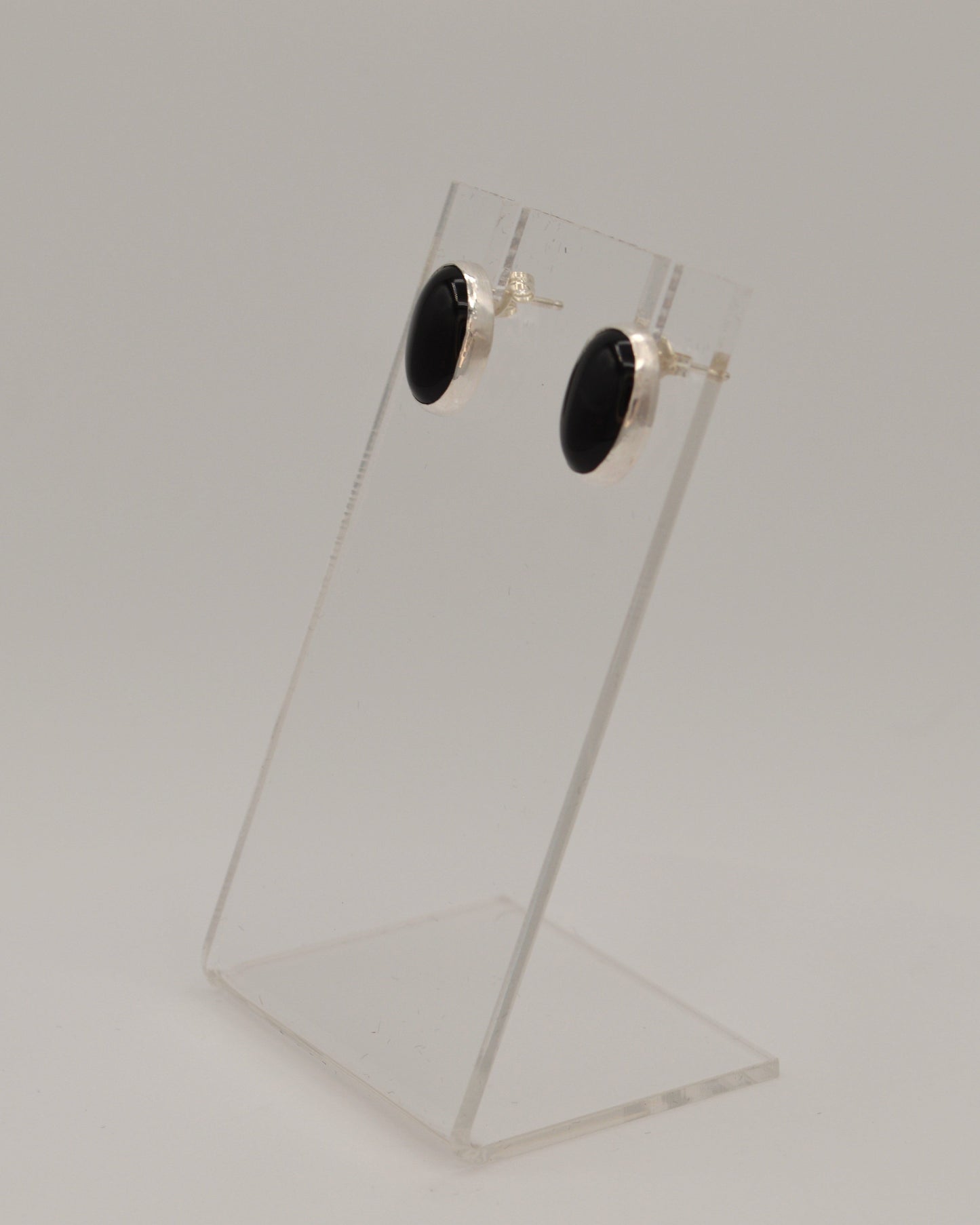 Black Onyx Oval Post Earrings