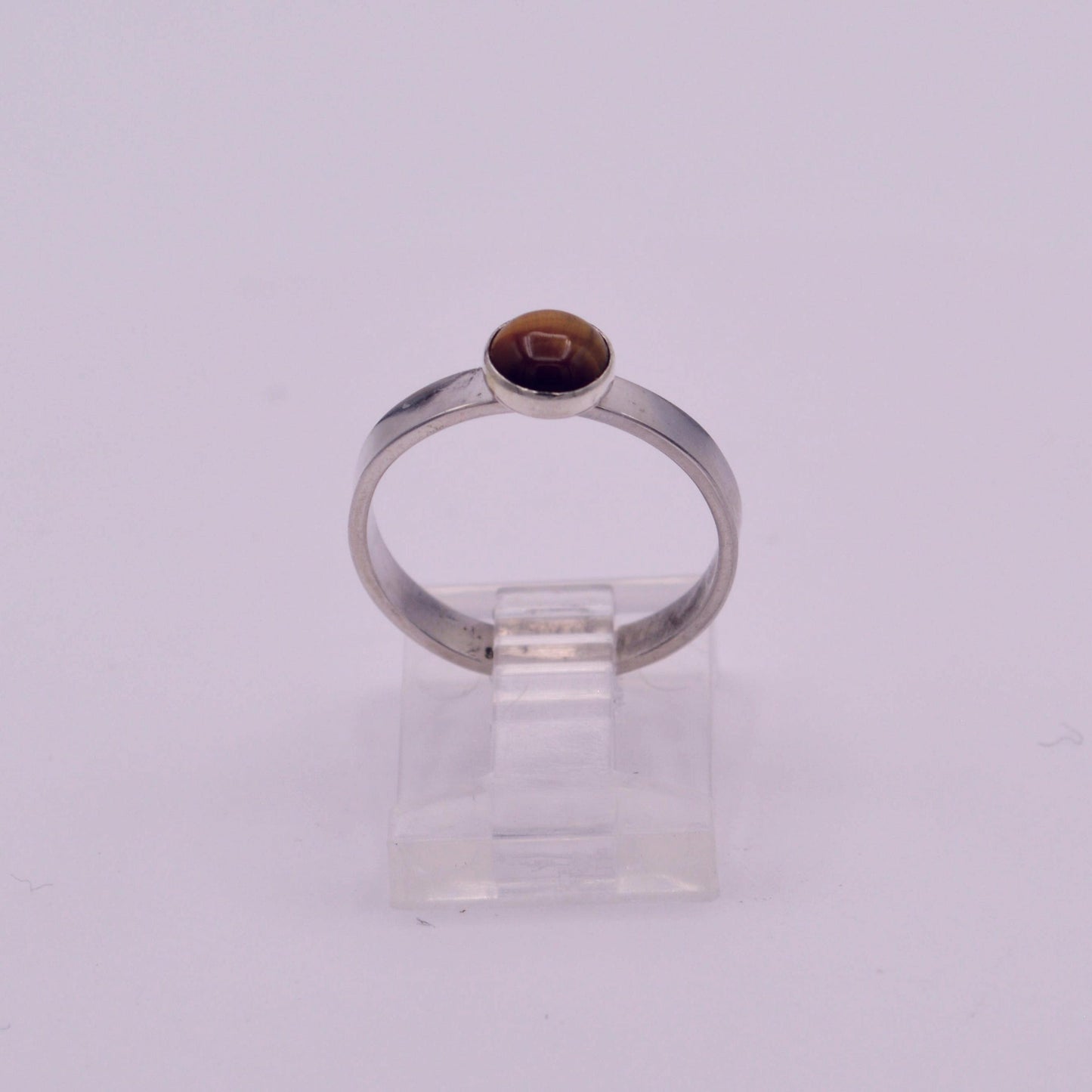 Tiger Eye Flat Band Ring (plain bezel)