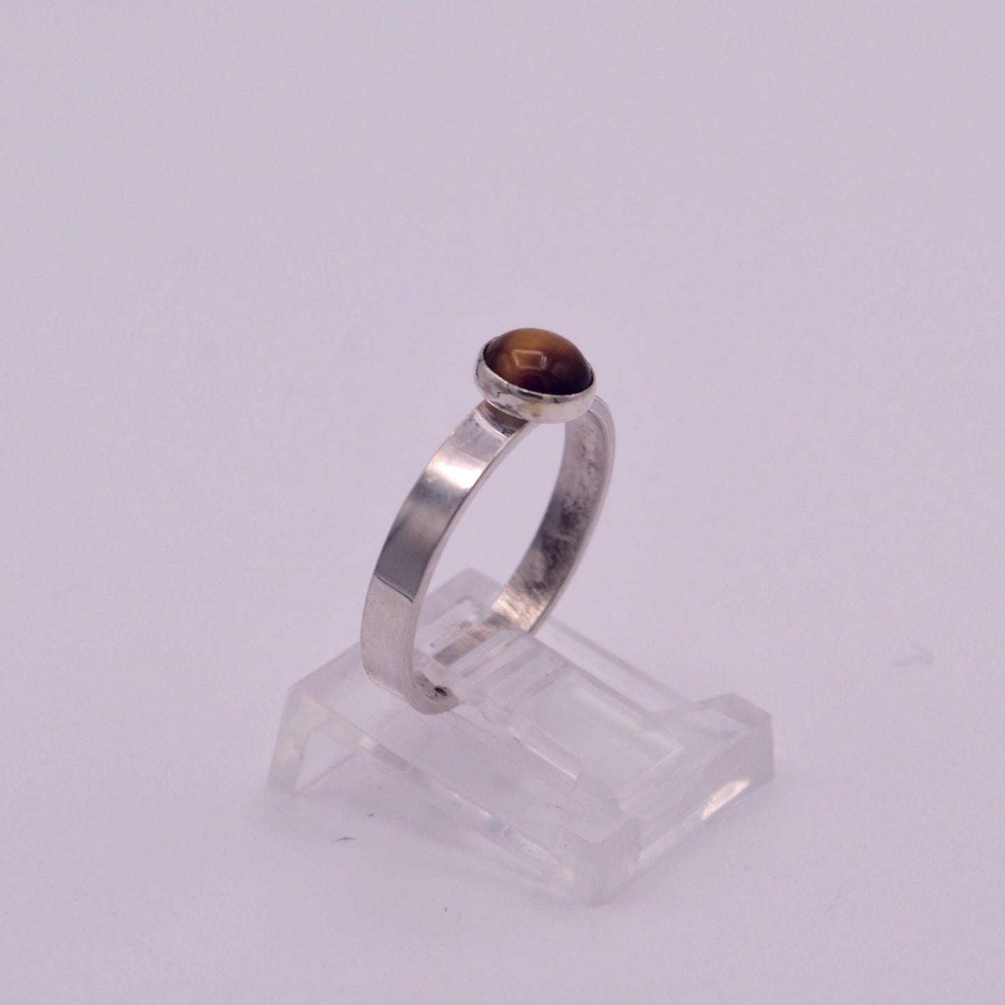Tiger Eye Flat Band Ring (plain bezel)