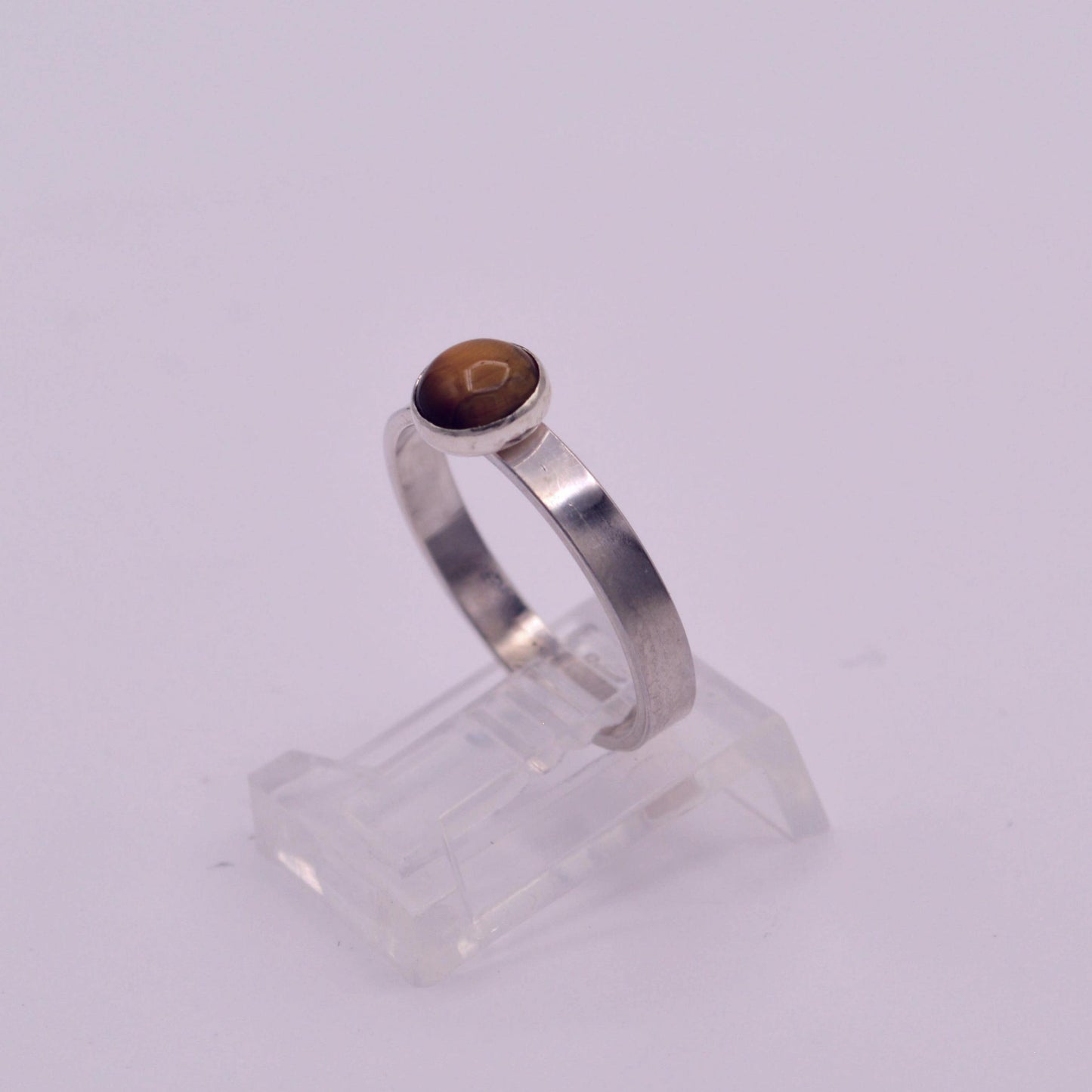 Tiger Eye Flat Band Ring (plain bezel)