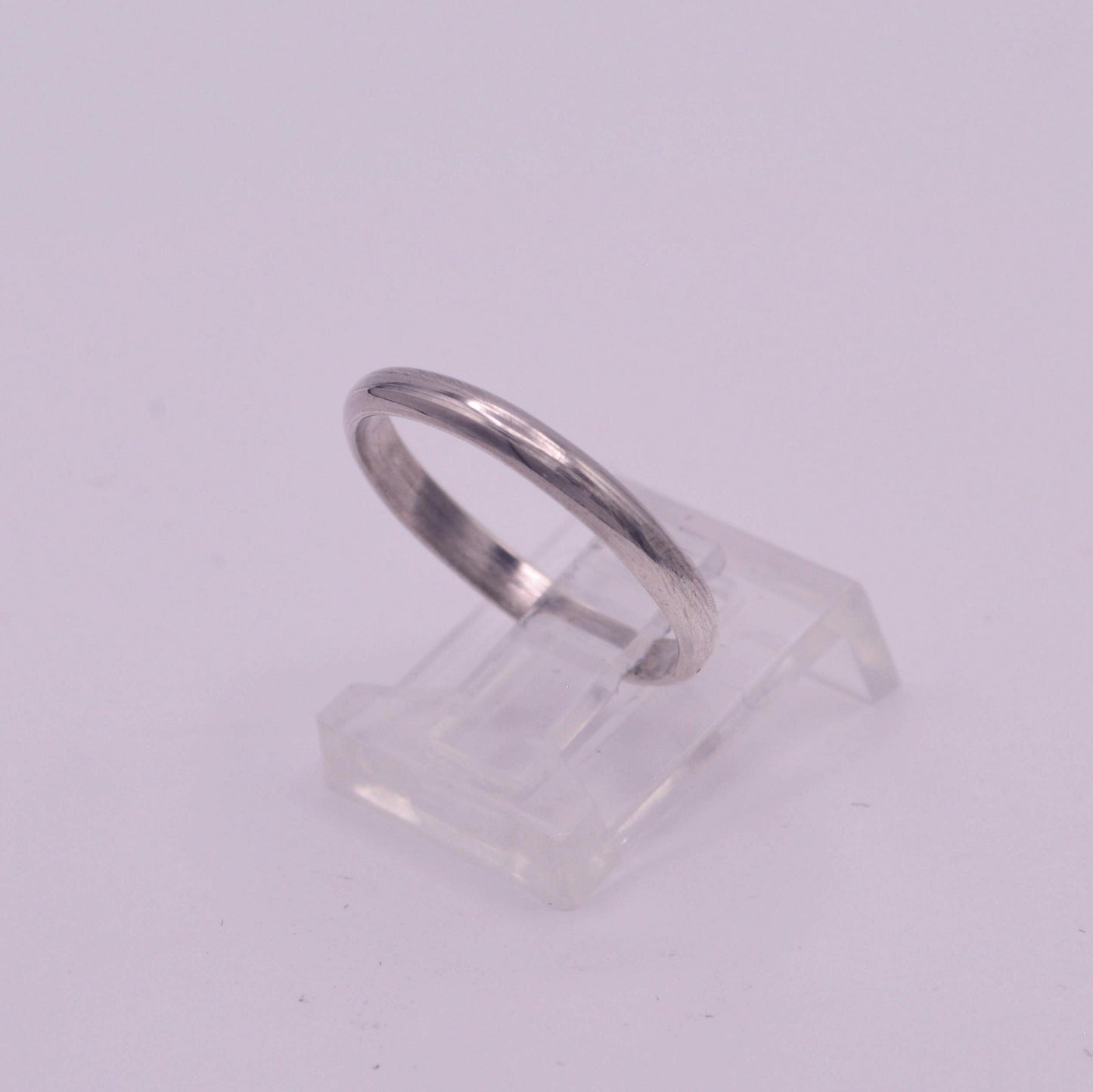 Simple Silver Half-Round Stacking Band Ring