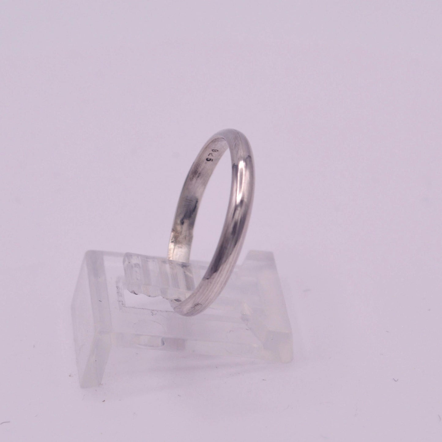 Simple Silver Half-Round Stacking Band Ring