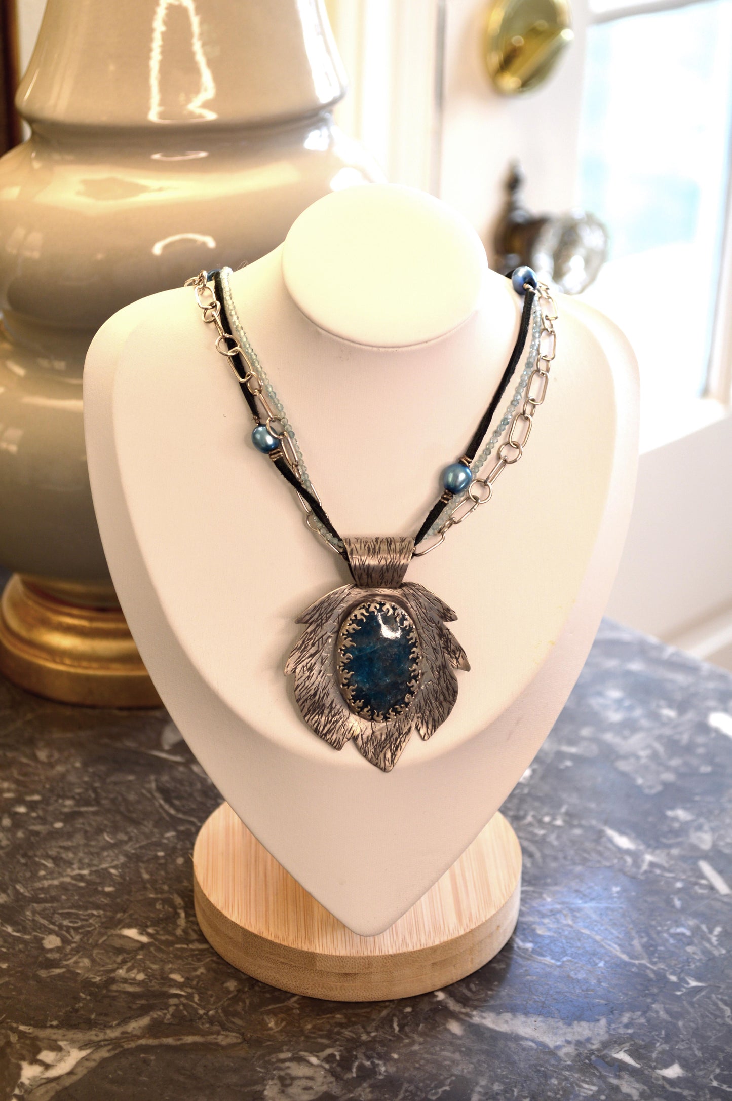 Blue Apatite Freeform Necklace