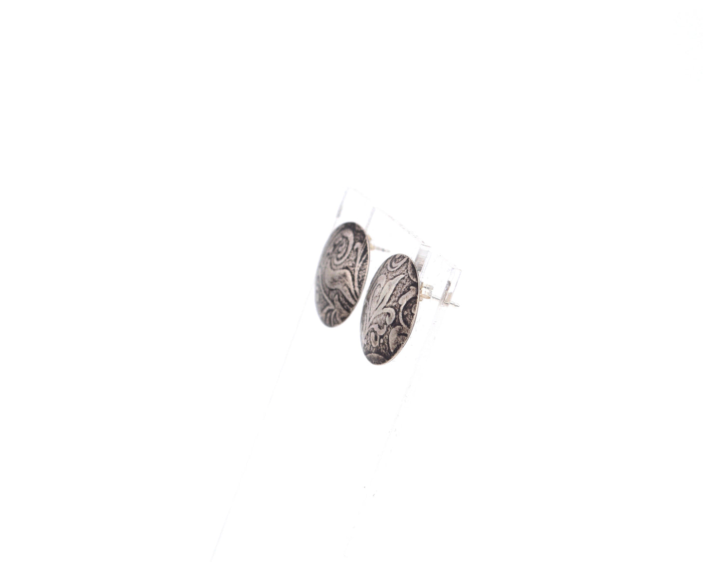 Oxidized Floral Textured Post Earrings