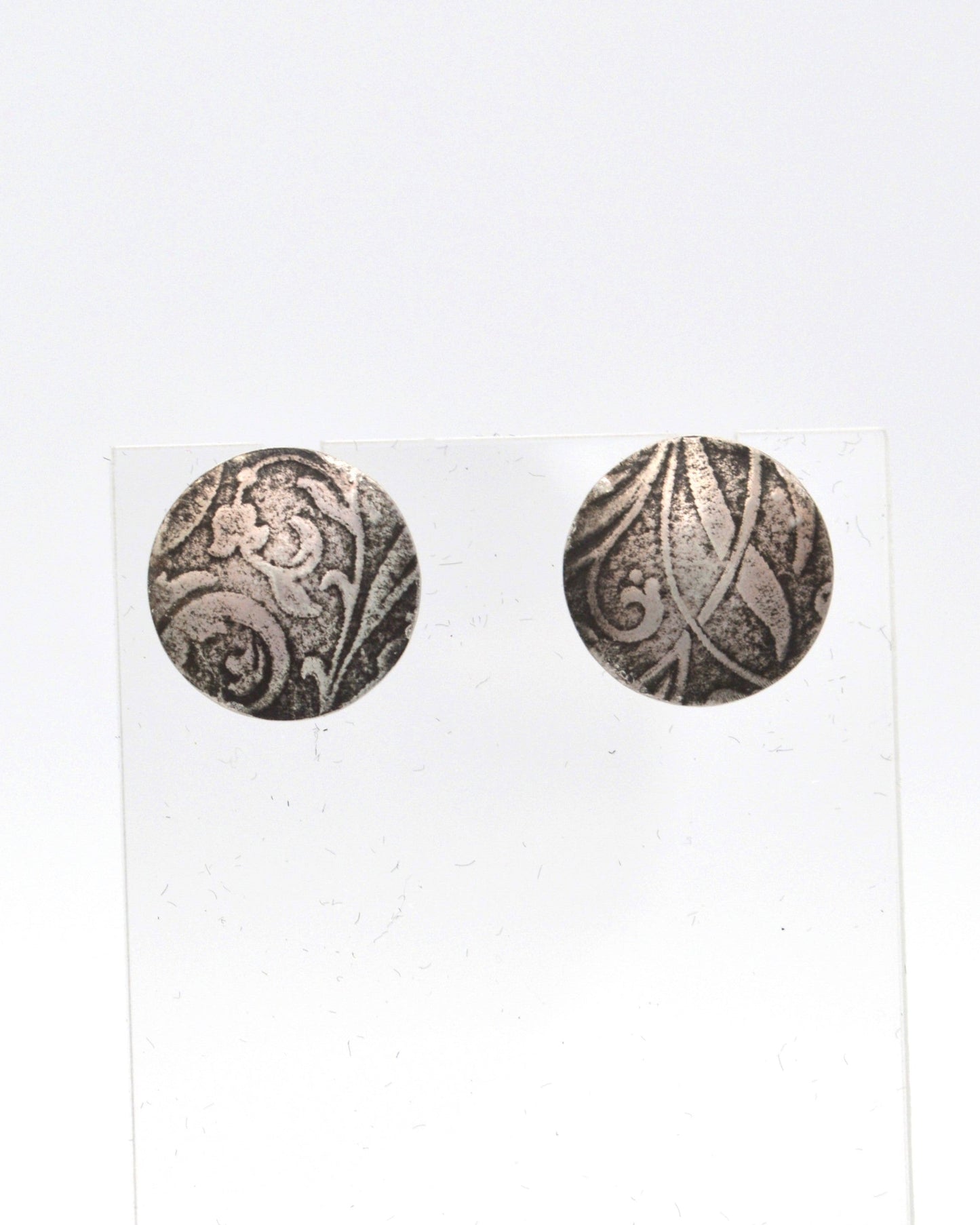 Small Floral Oxidized Post Earrings