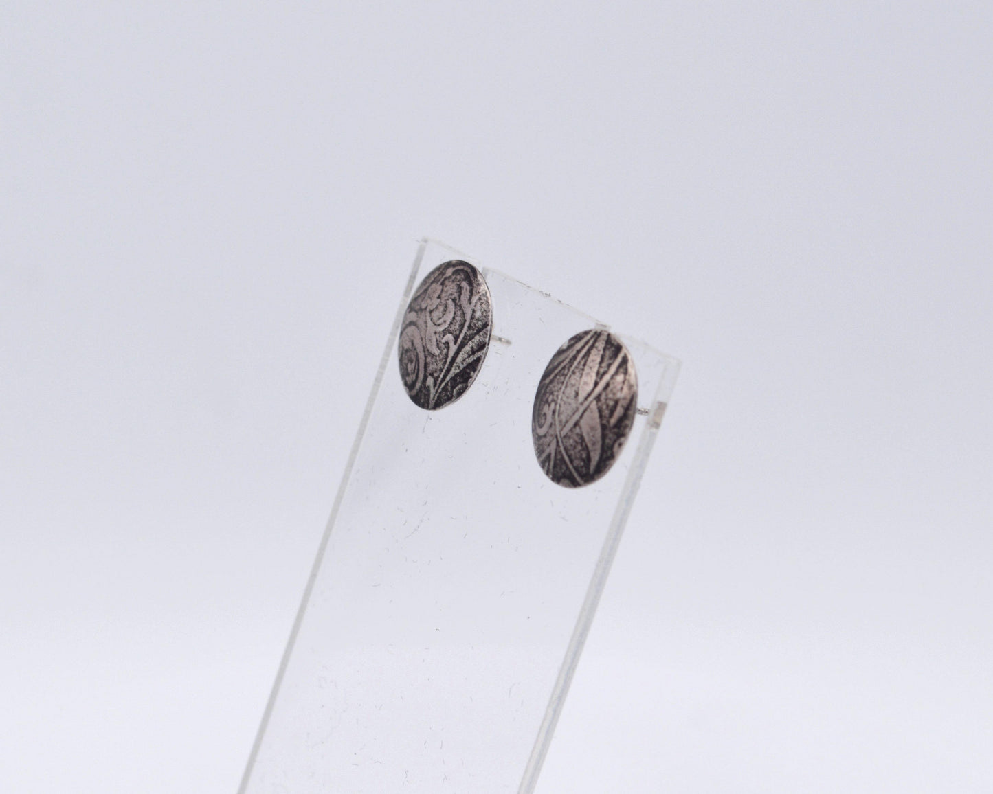 Small Floral Oxidized Post Earrings