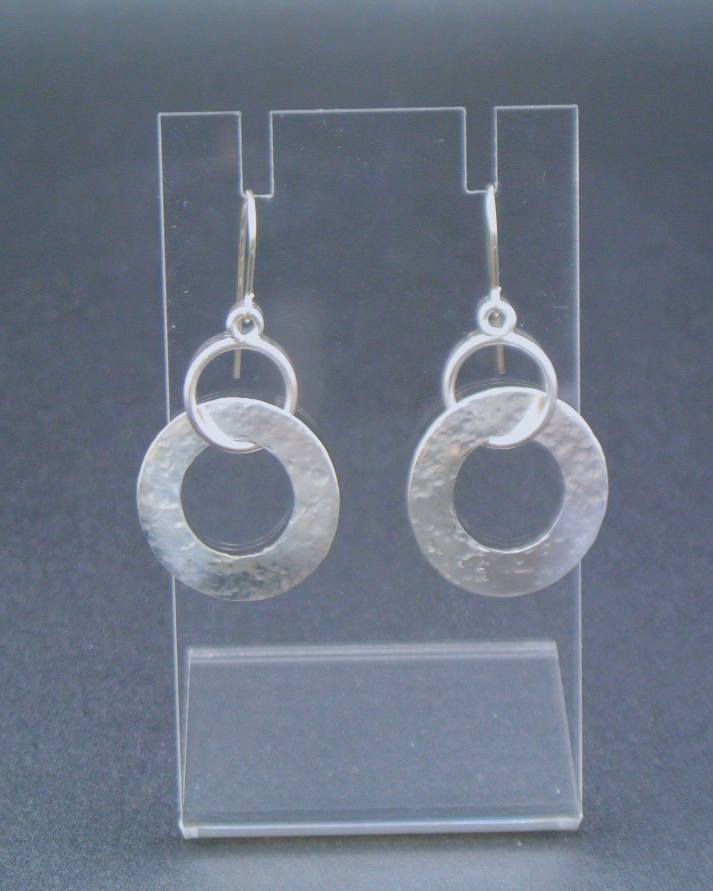 Hammer-textured Circle Dangle Earrings