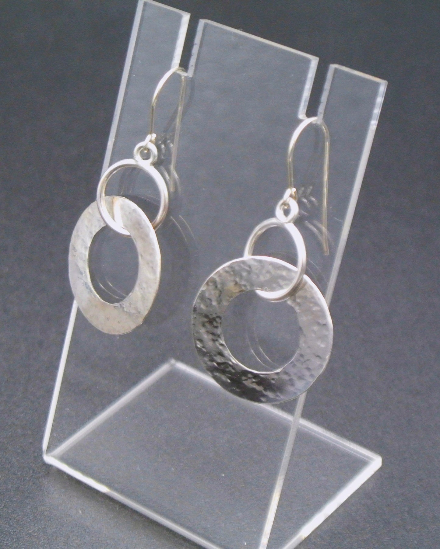 Hammer-textured Circle Dangle Earrings
