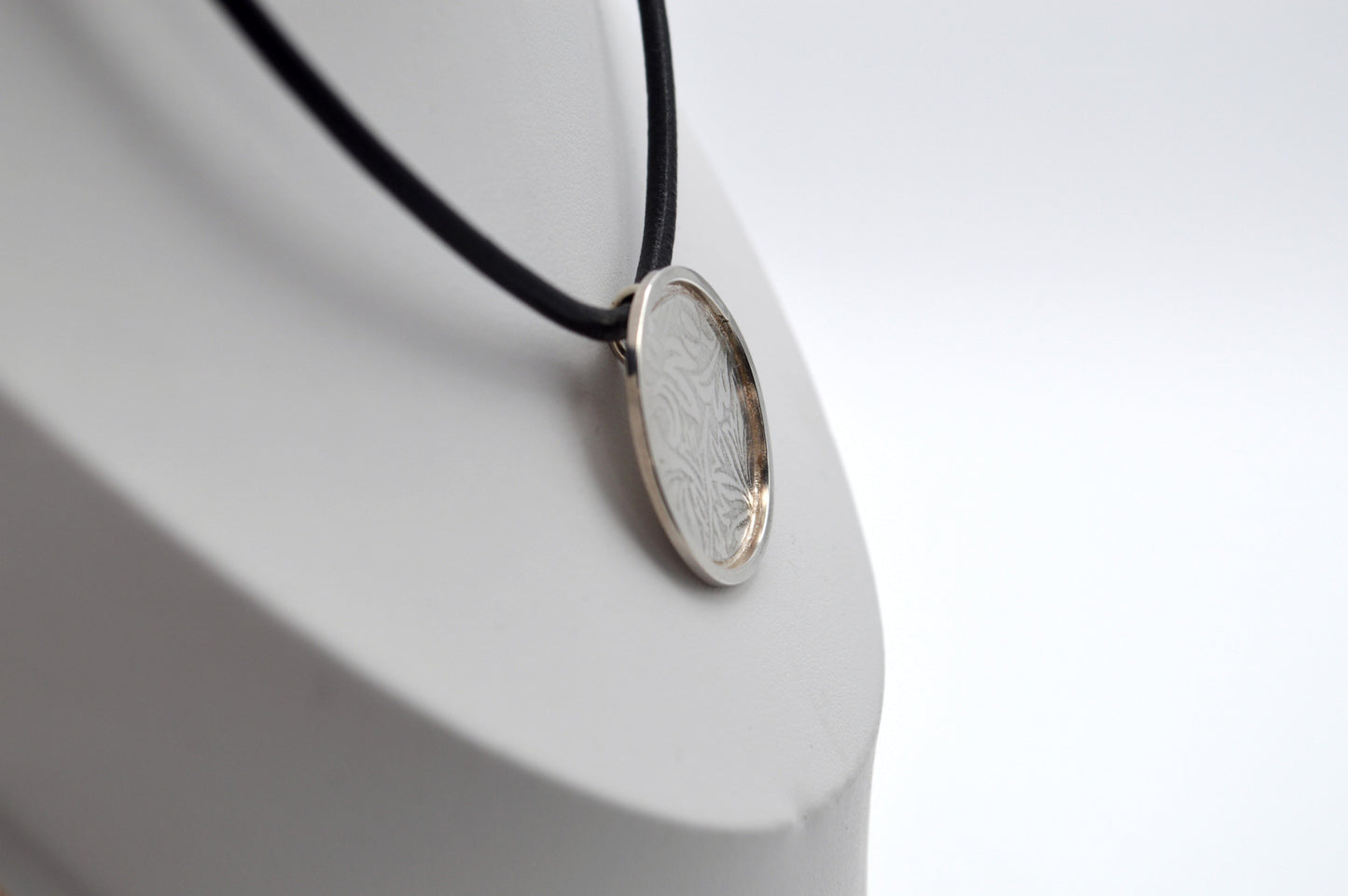 Floral Disk on Leather Necklace