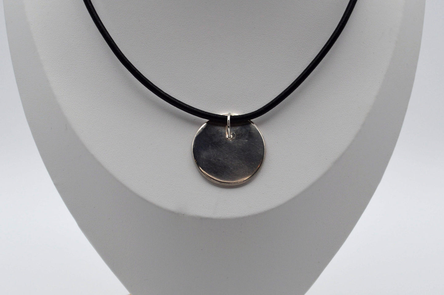 Floral Disk on Leather Necklace
