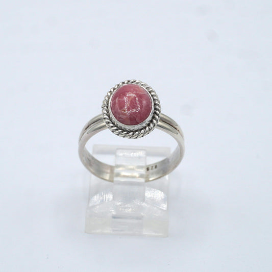 Rhodochrosite Twist-trimmed Ring
