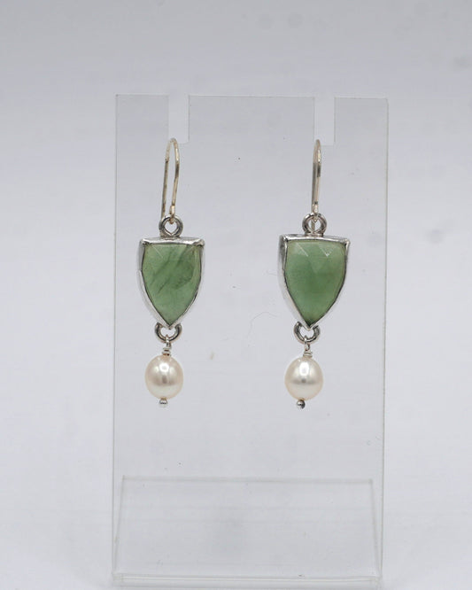 Serpentine and Pearl Earrings