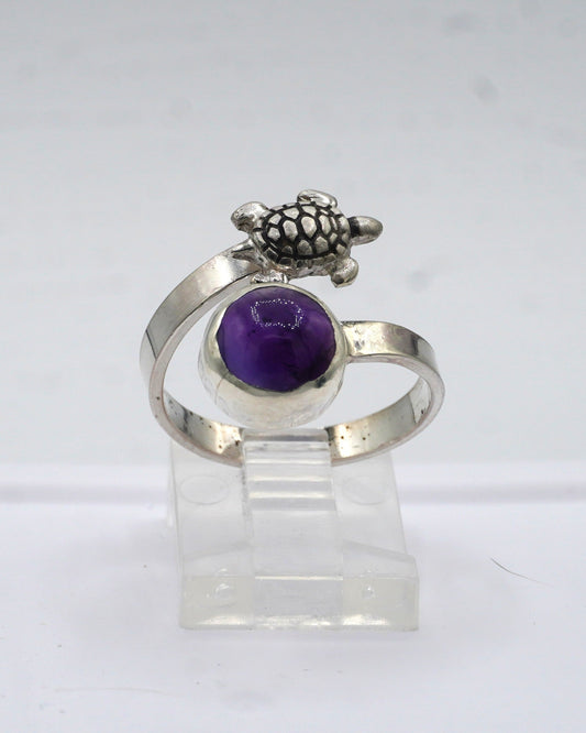 Amethyst Ring with Turtle Accent