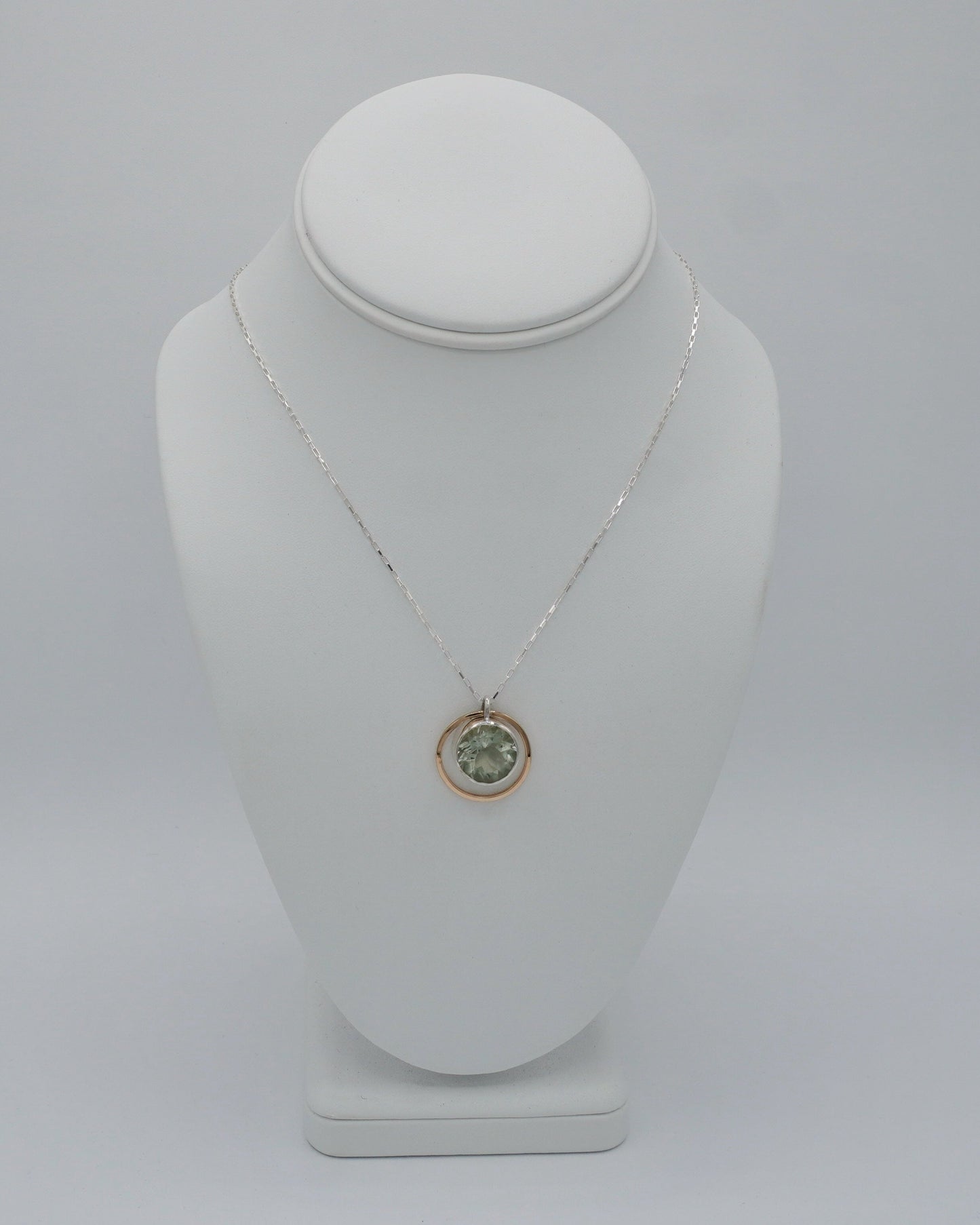 Prasiolite Gold Halo Necklace