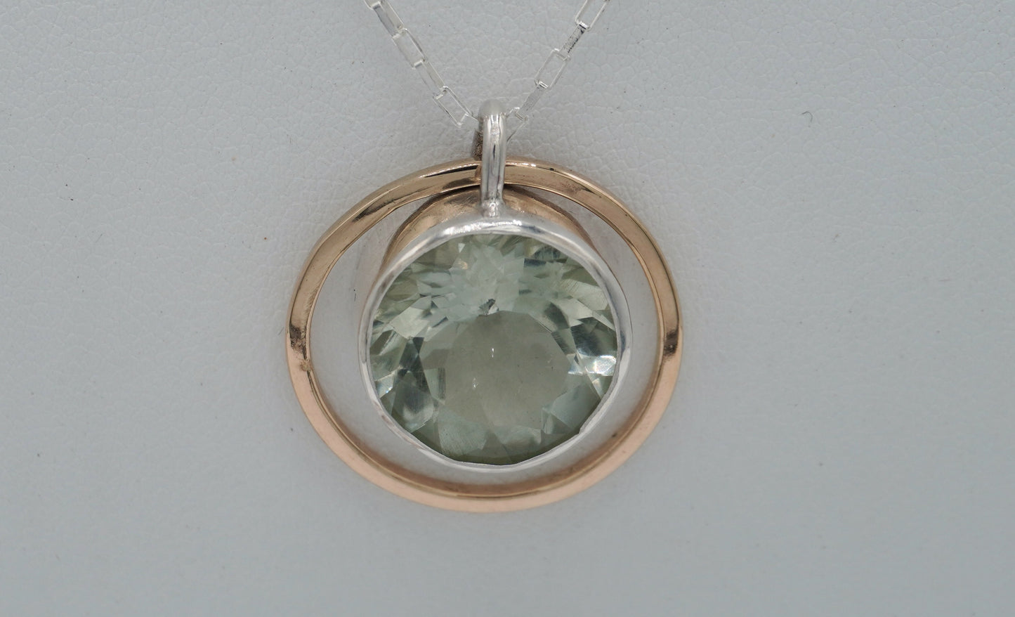 Prasiolite Gold Halo Necklace
