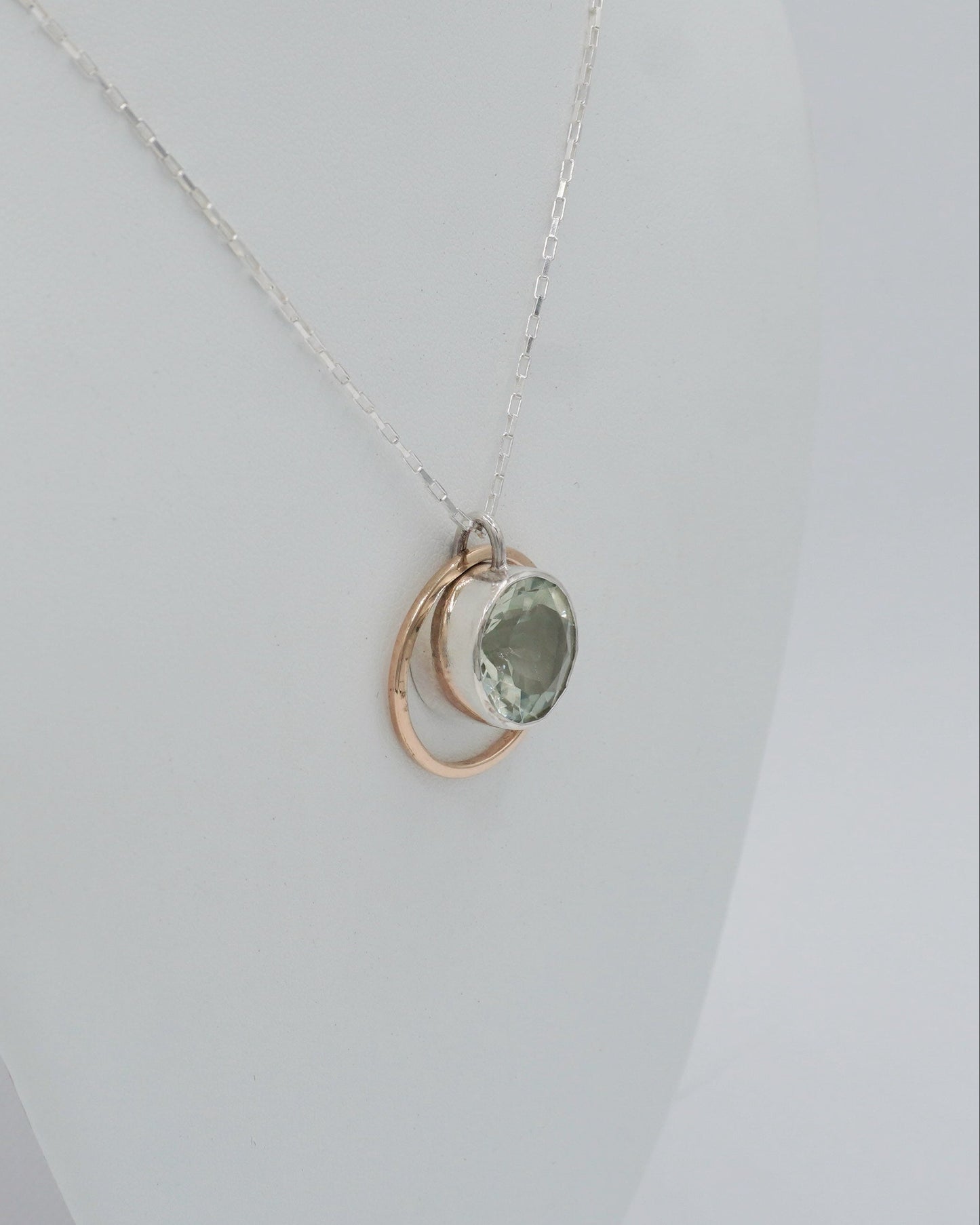 Prasiolite Gold Halo Necklace