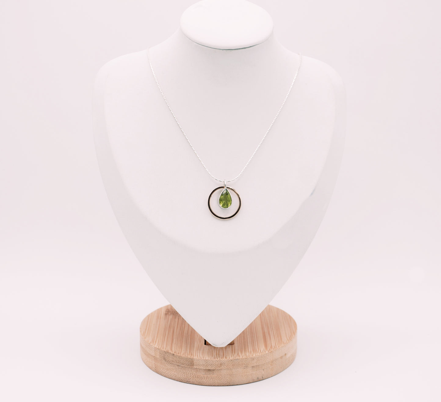 Peridot Pear with Gold Halo