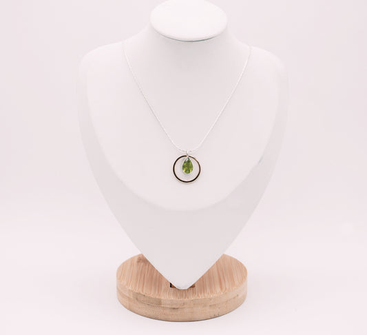 Peridot Pear with Gold Halo