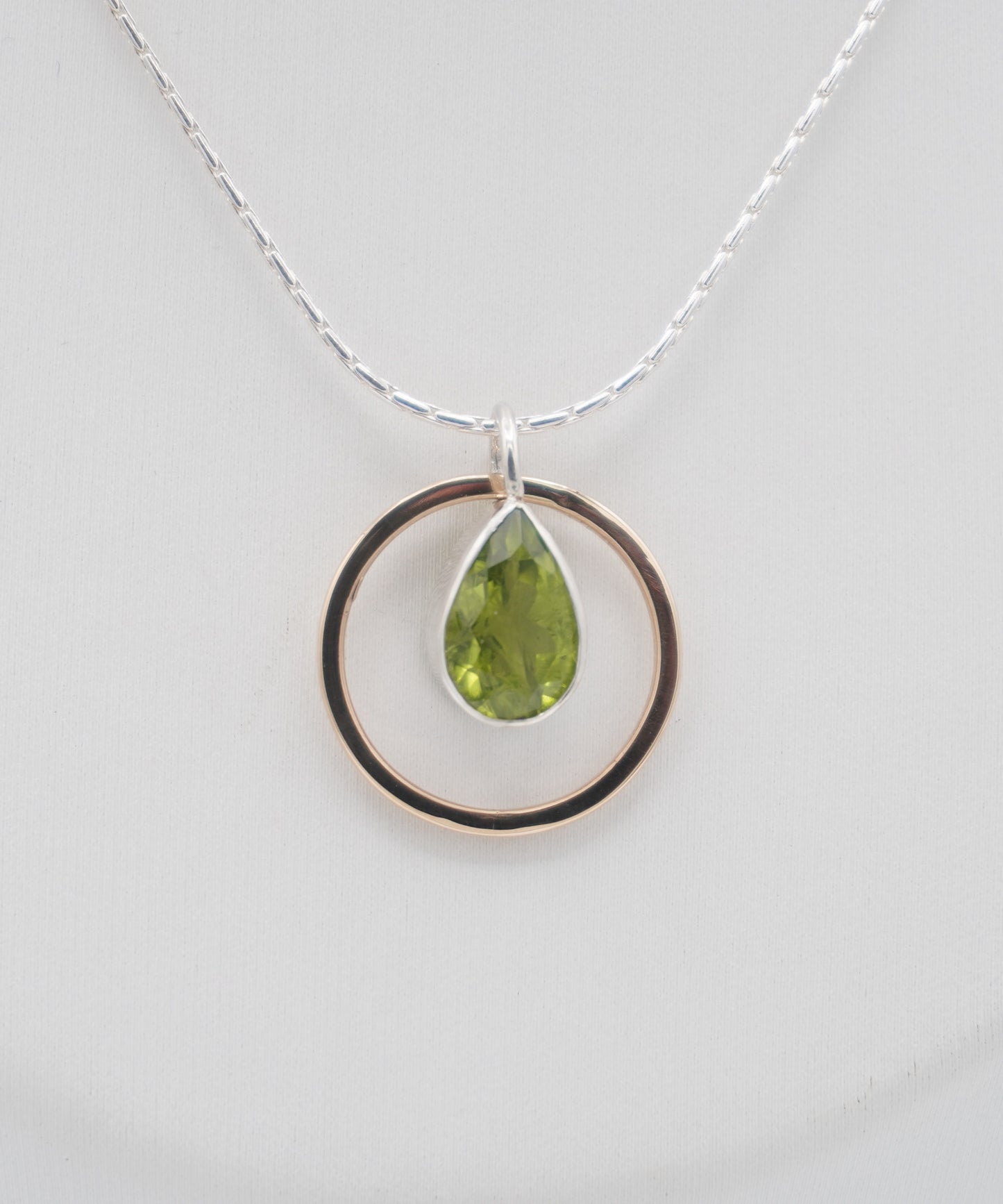 Peridot Pear with Gold Halo
