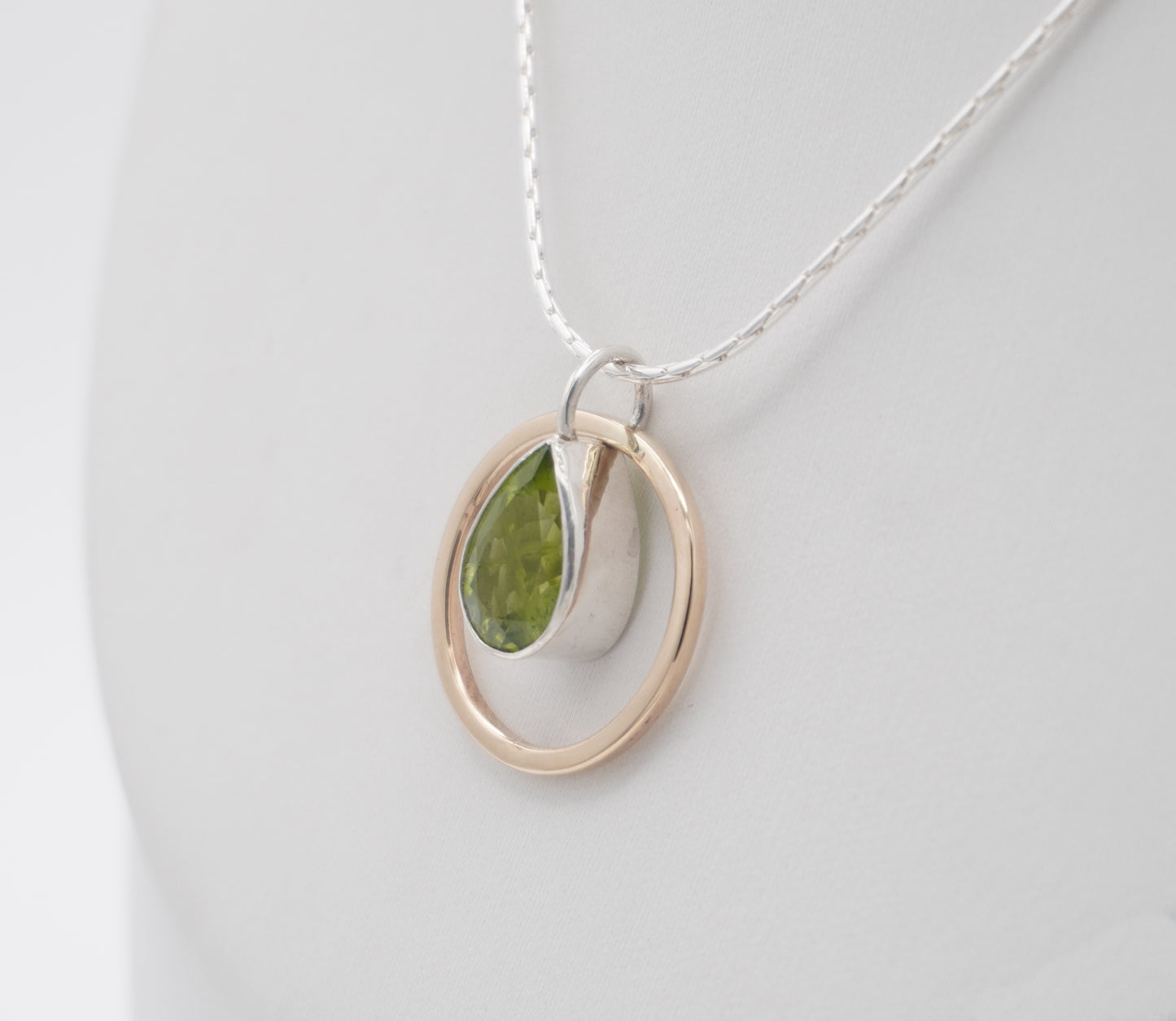 Peridot Pear with Gold Halo