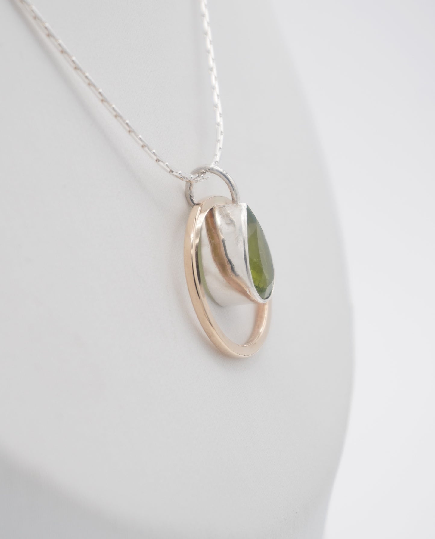 Peridot Pear with Gold Halo