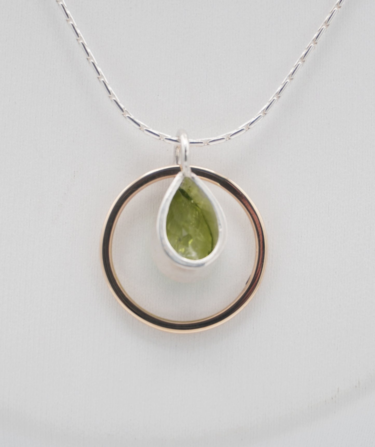 Peridot Pear with Gold Halo