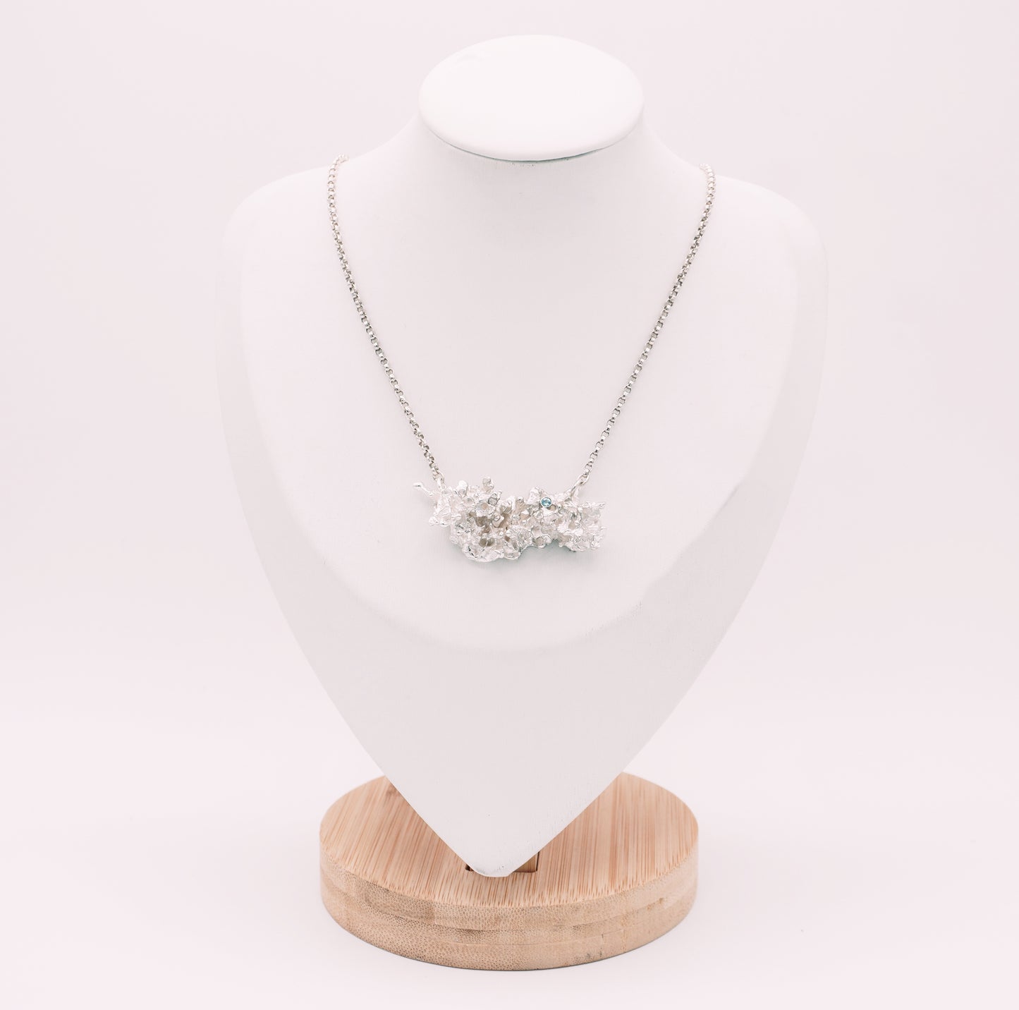 Salt Cast Pendant with Blue Topaz