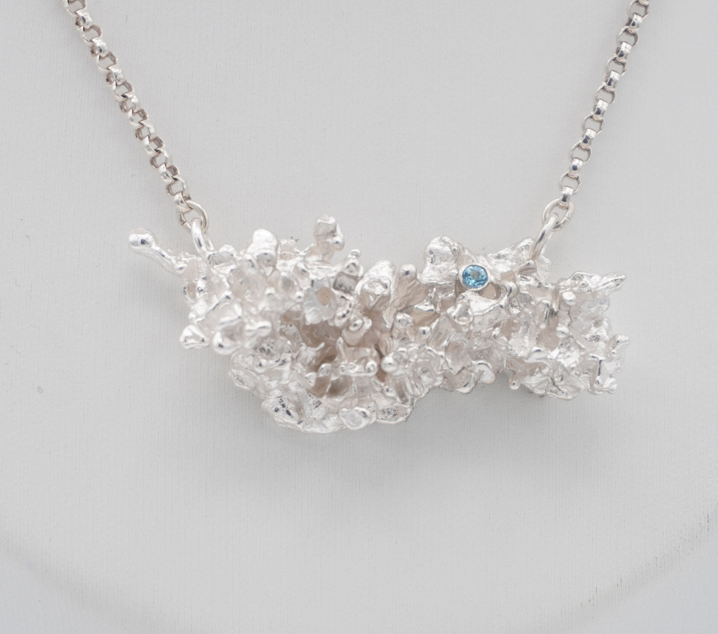 Salt Cast Pendant with Blue Topaz