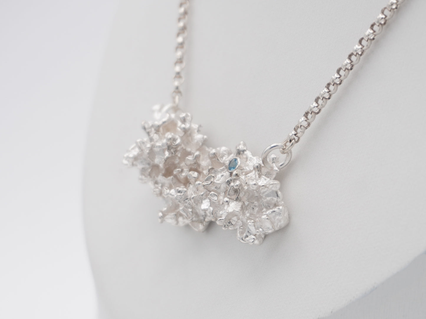 Salt Cast Pendant with Blue Topaz