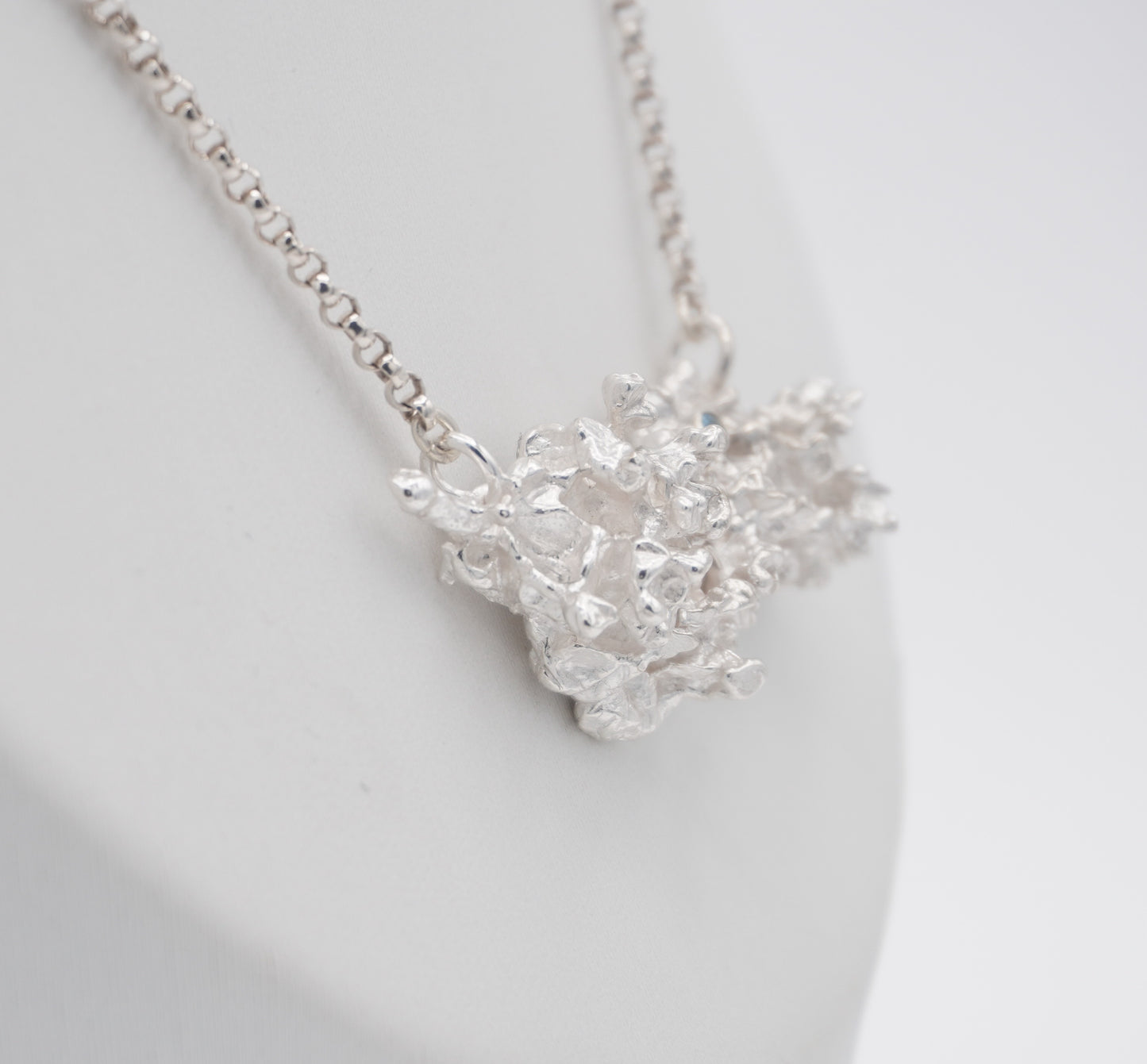Salt Cast Pendant with Blue Topaz