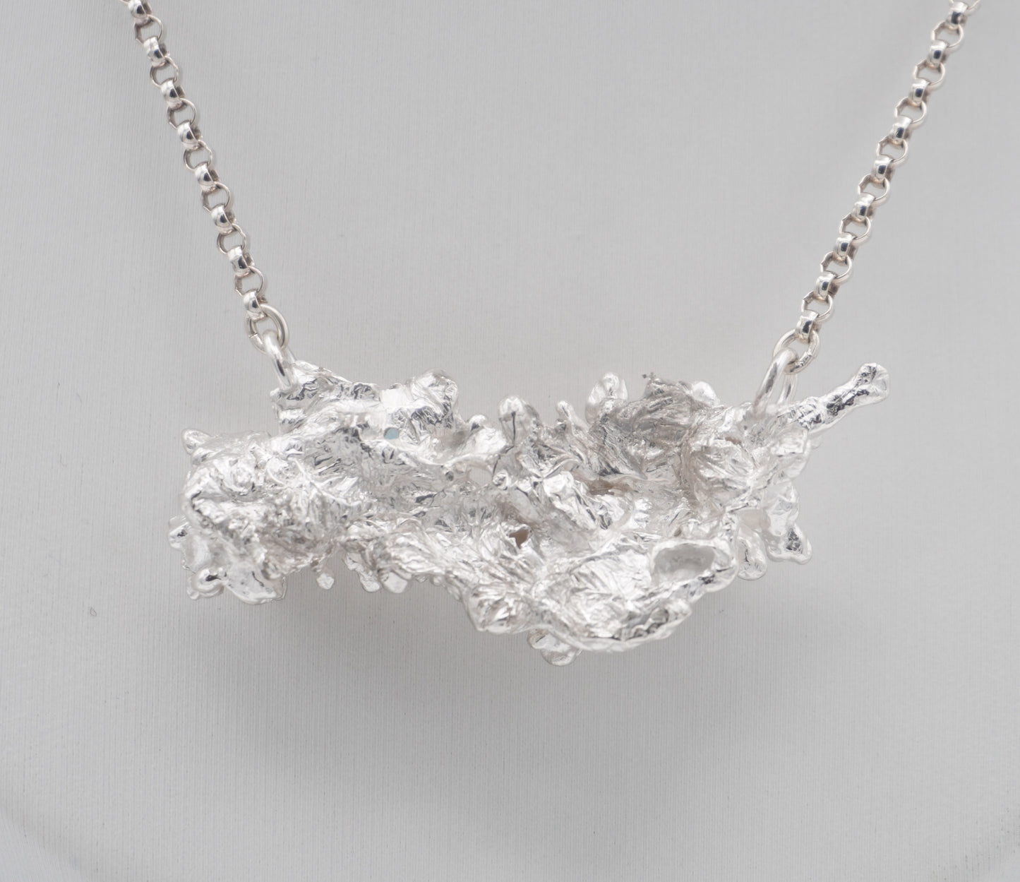 Salt Cast Pendant with Blue Topaz