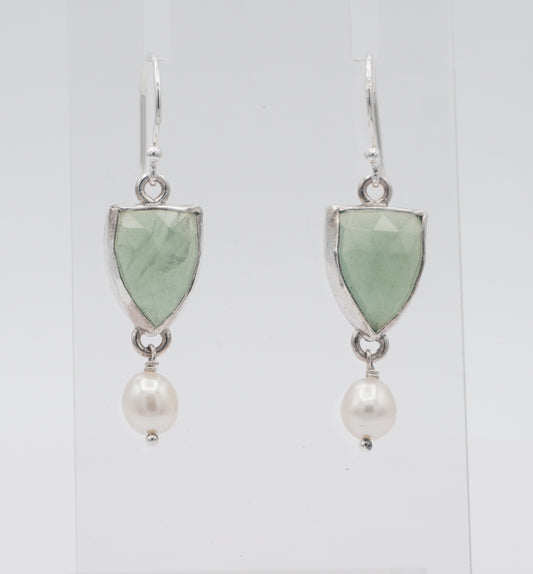 Serpentine and Pearl Earrings