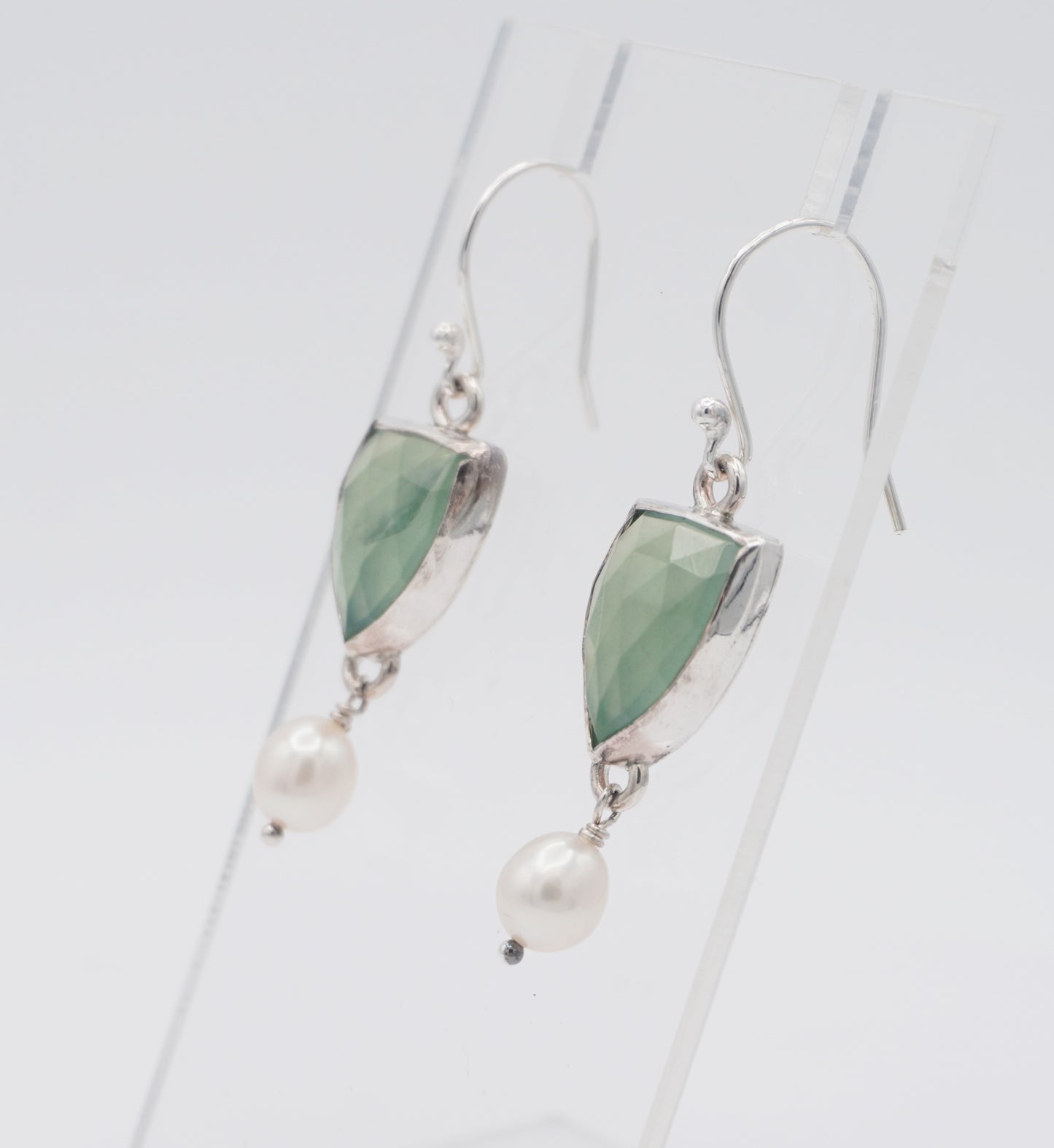 Serpentine and Pearl Earrings