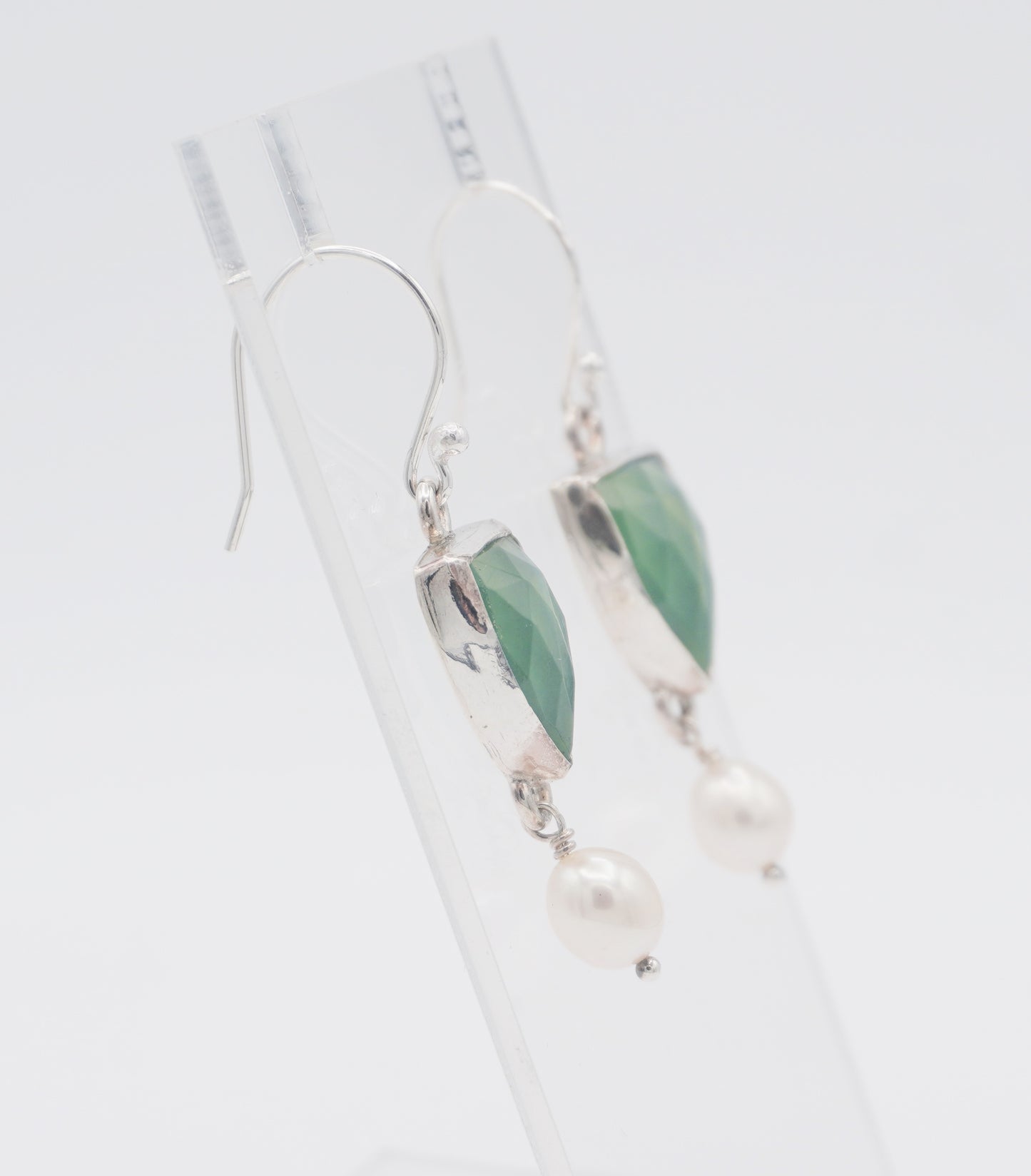 Serpentine and Pearl Earrings
