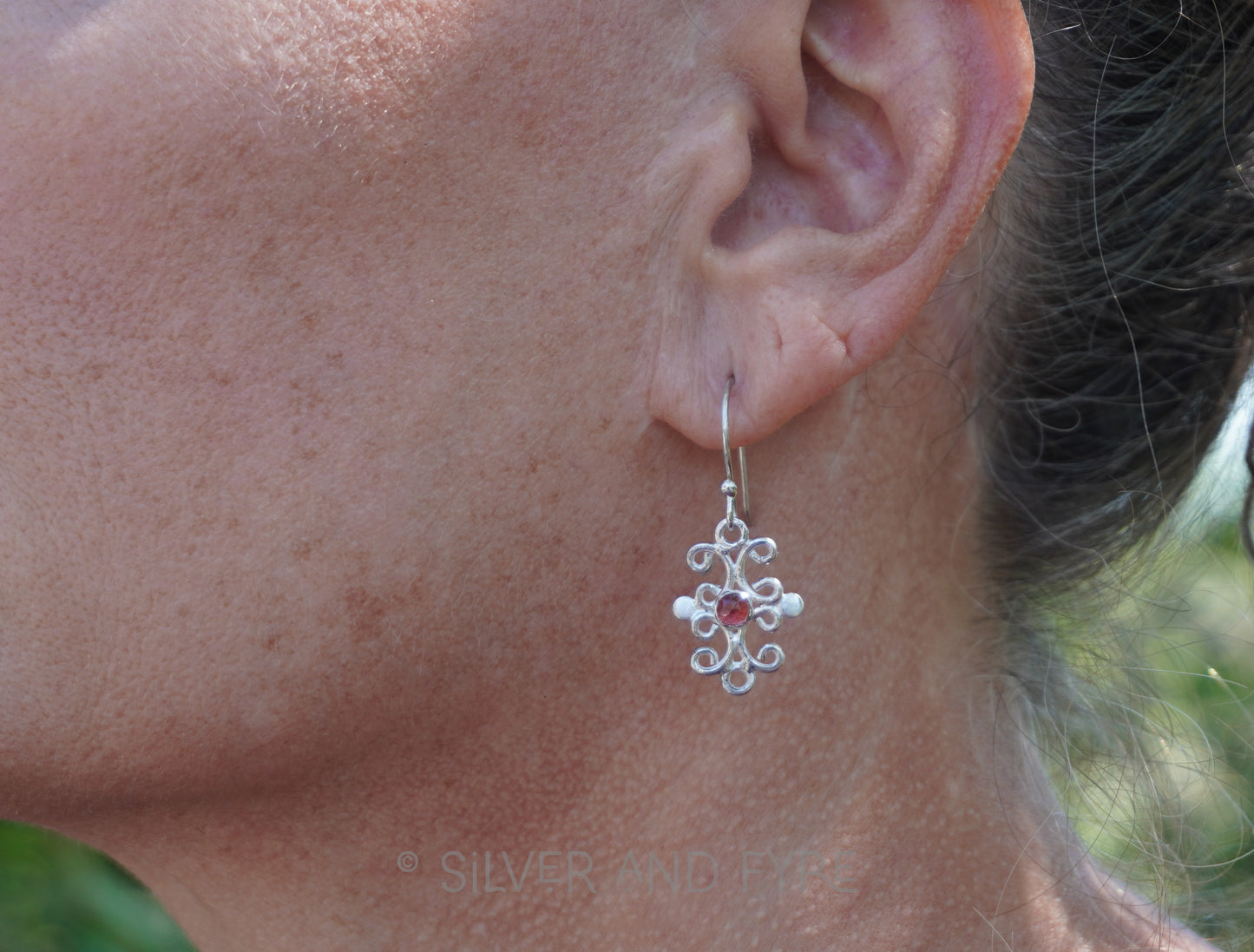 Lacy Garnet Earrings