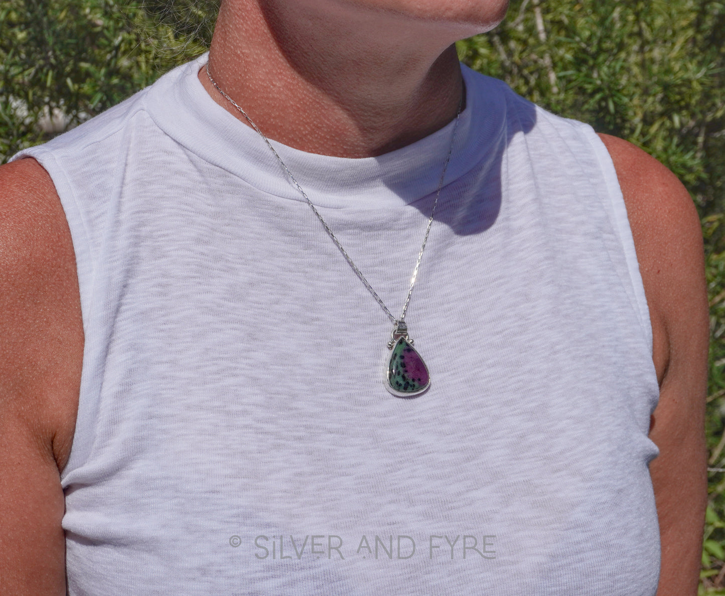 Ruby in Zoisite Pendant Necklace
