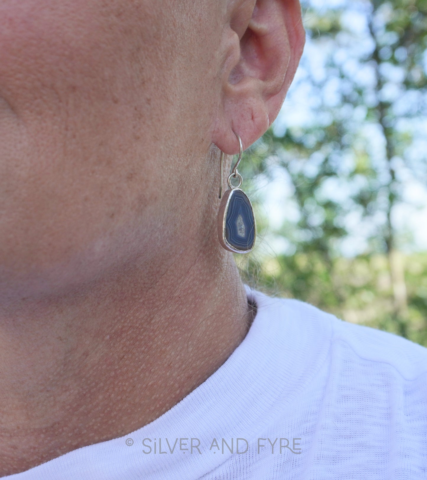 Agate with Druzy Center Earrings