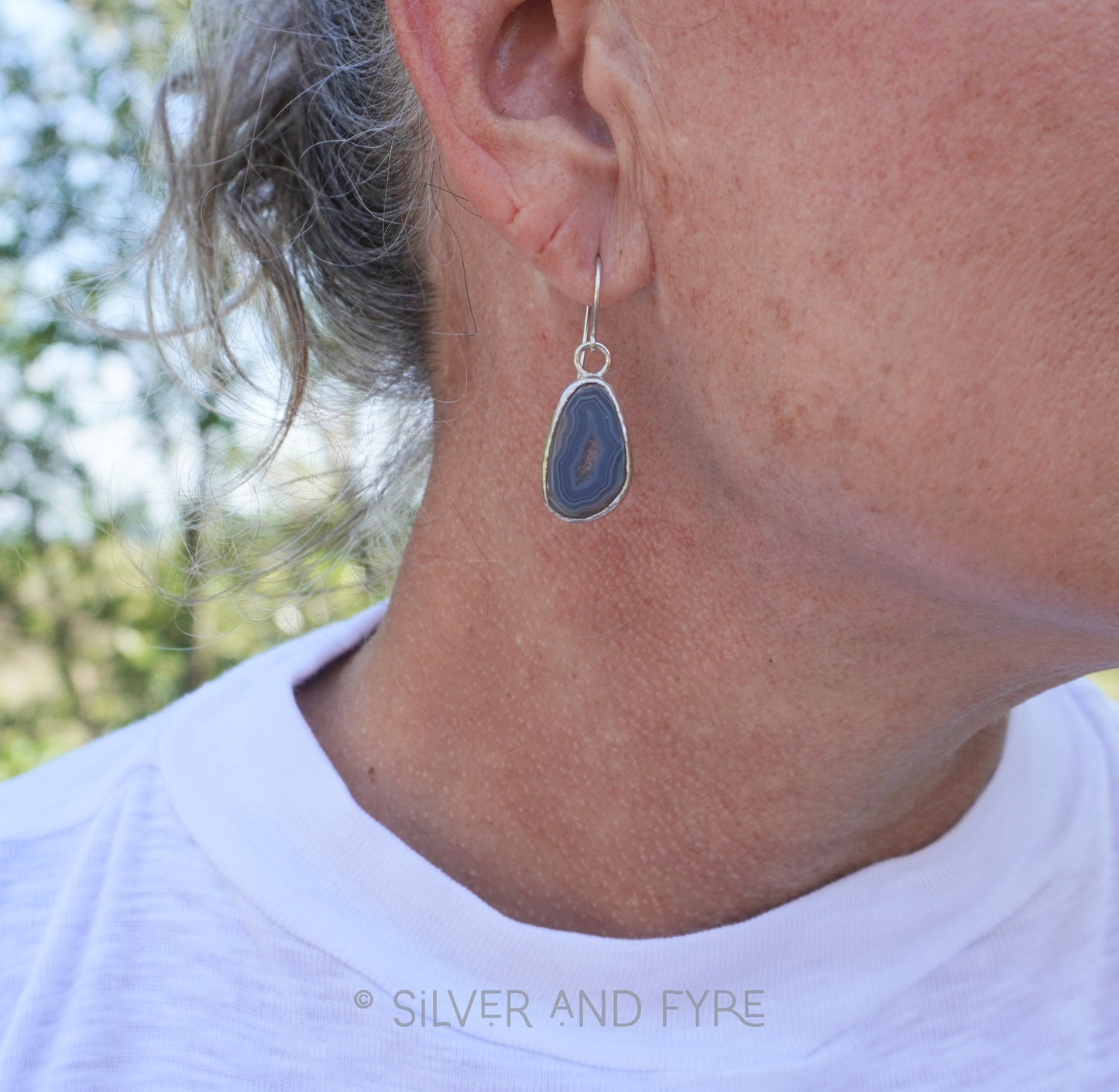 Agate with Druzy Center Earrings