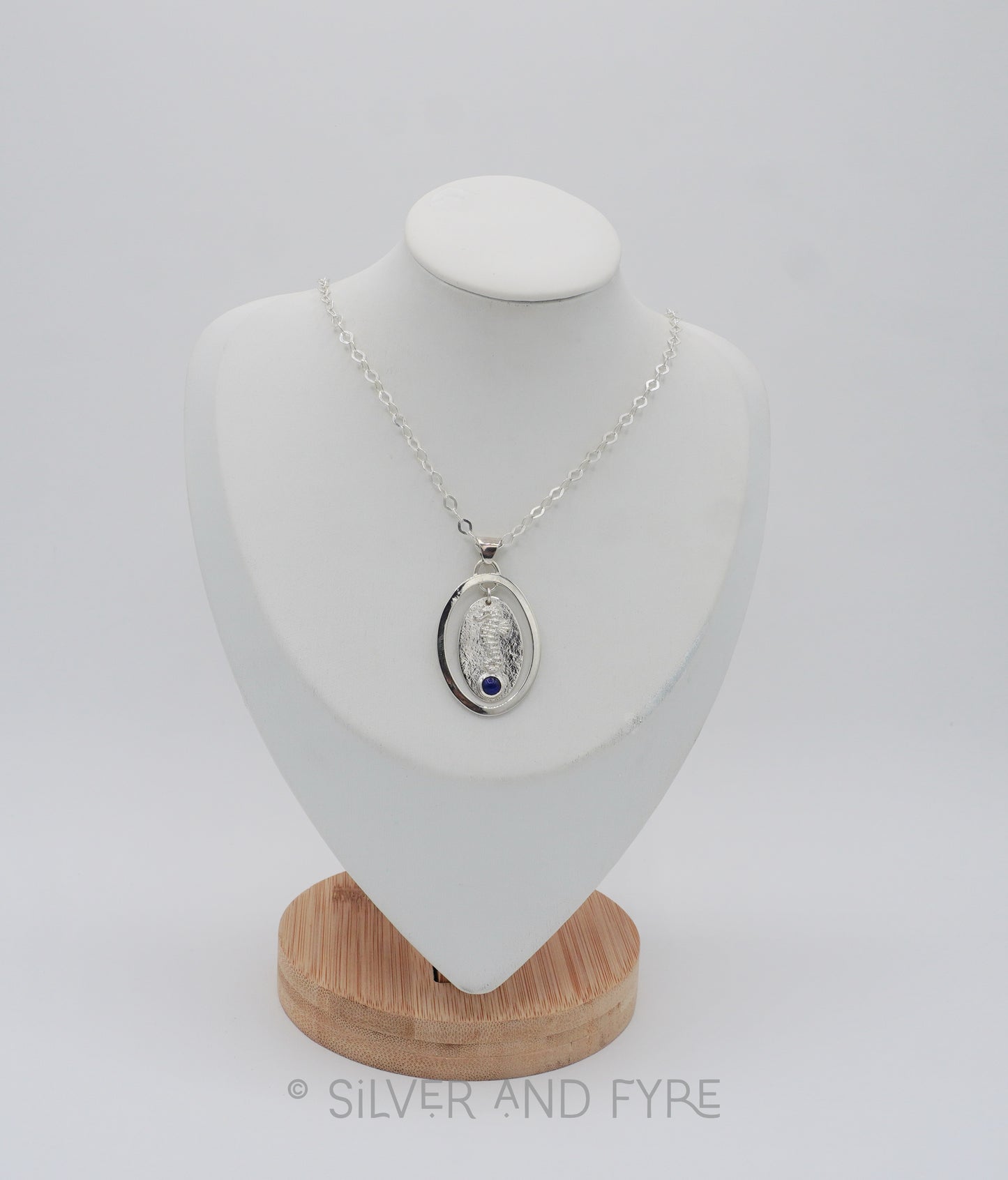 Seahorse with Blue Stone Necklace